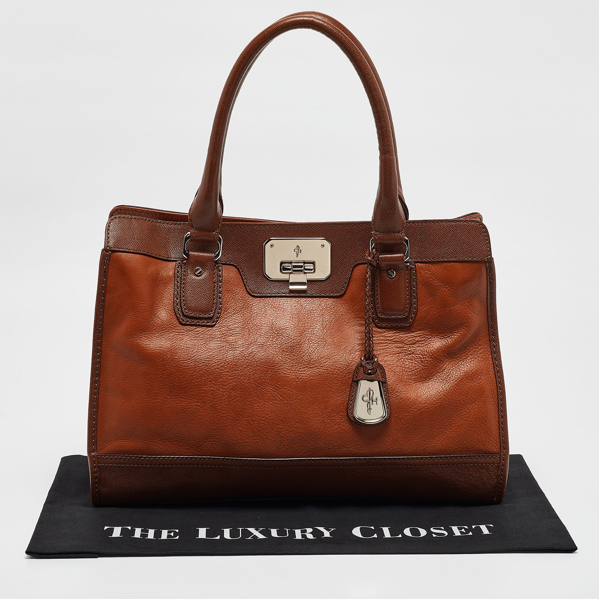 Cole Haan Brown Leather Vintage Valise Novelty Kendra Tote