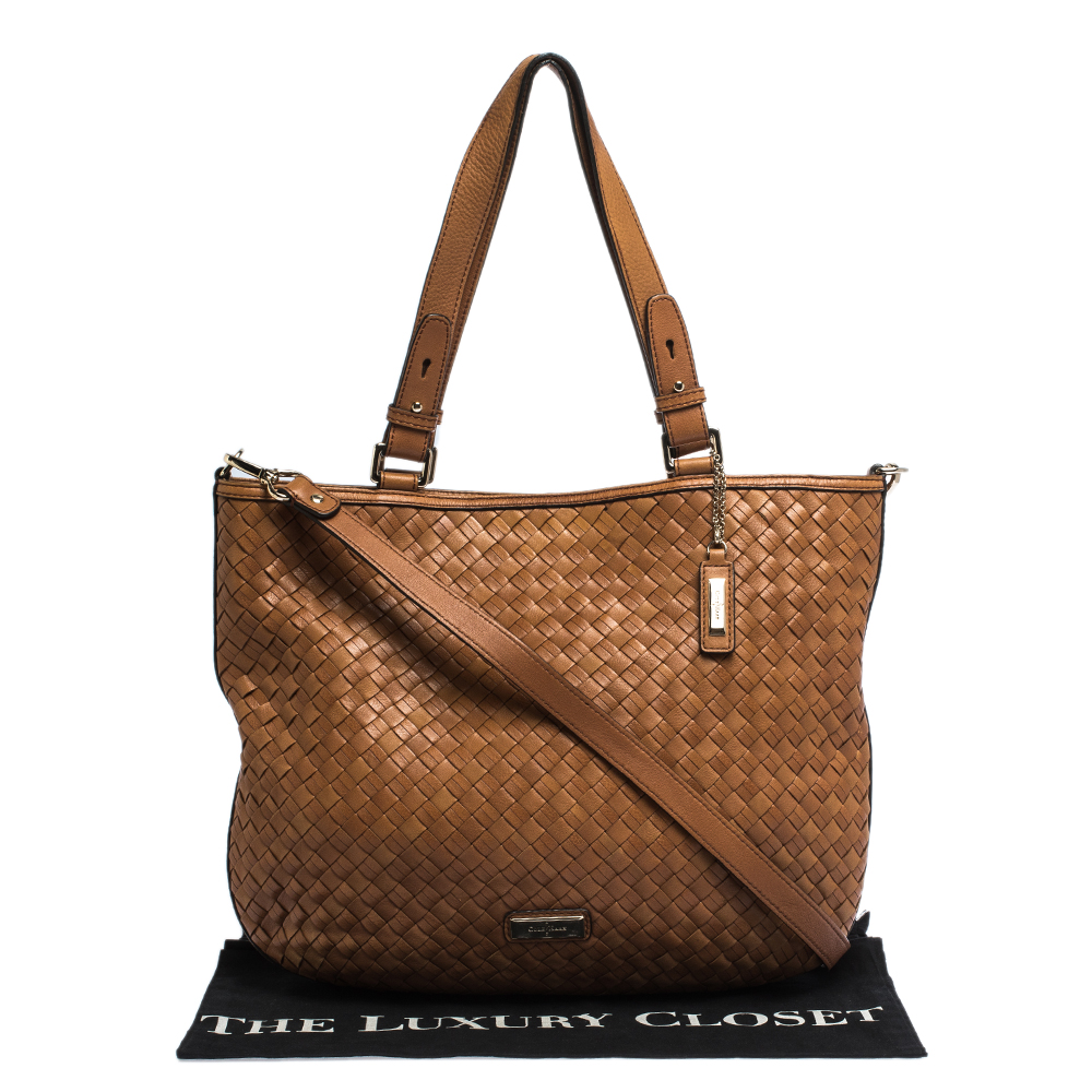 Cole Haan Brown Woven Leather Tote