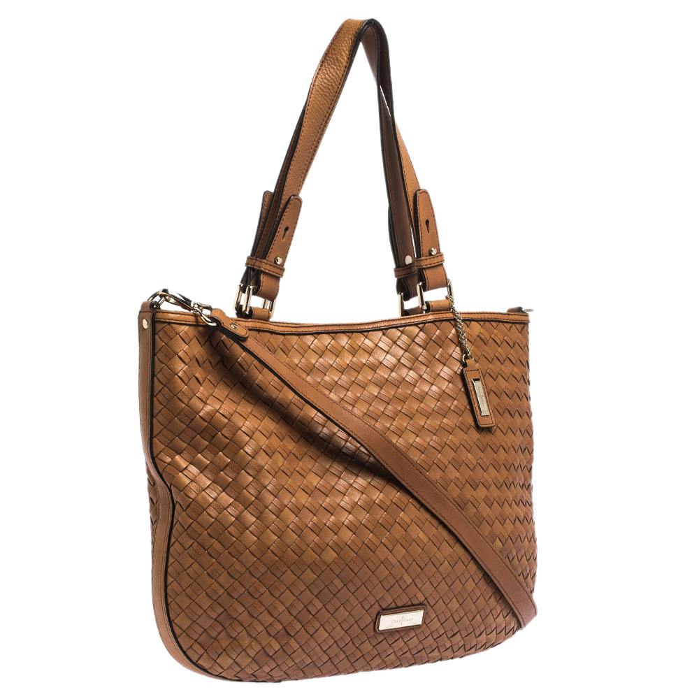 Cole Haan Brown Woven Leather Tote