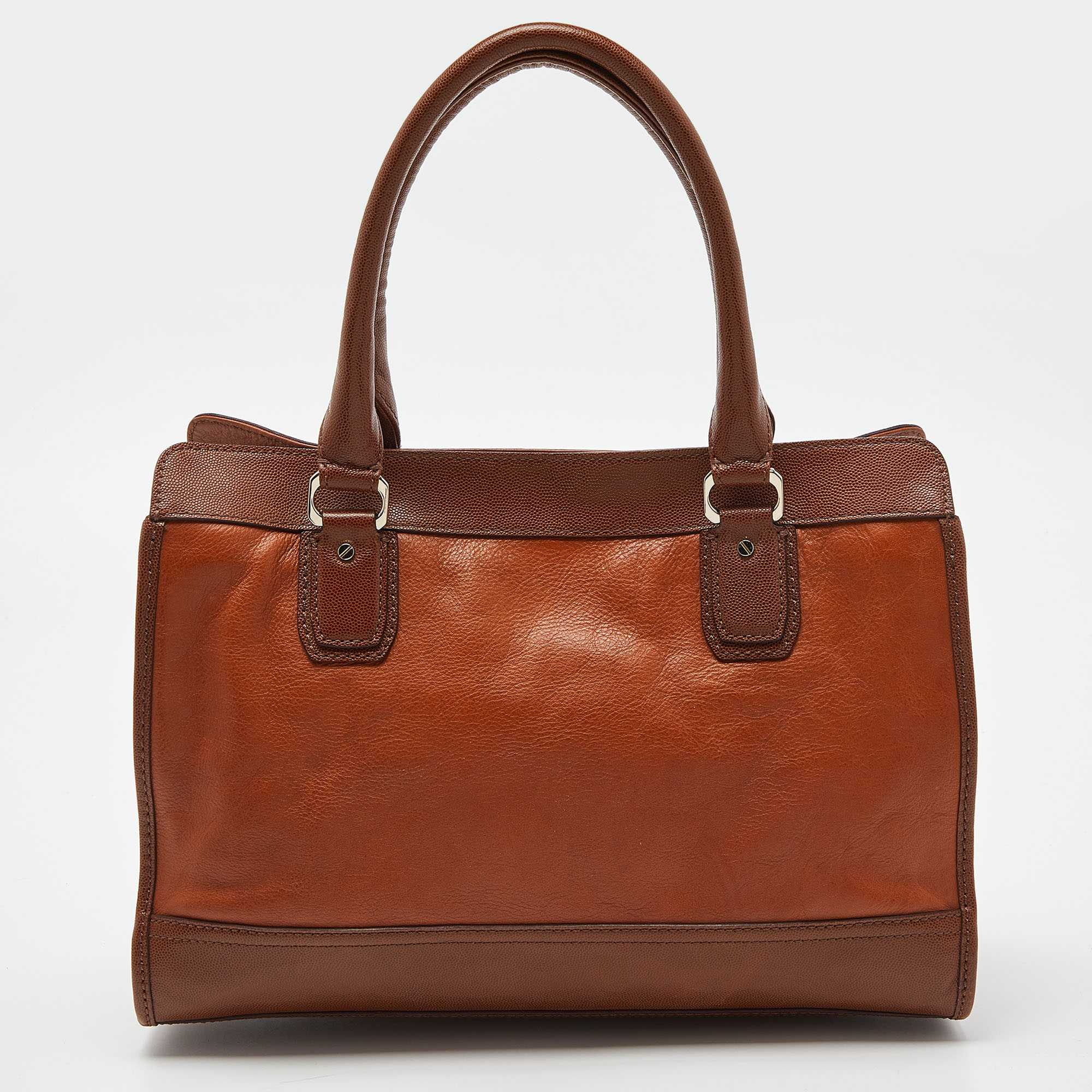 Cole Haan Brown Leather Vintage Valise Novelty Kendra Tote