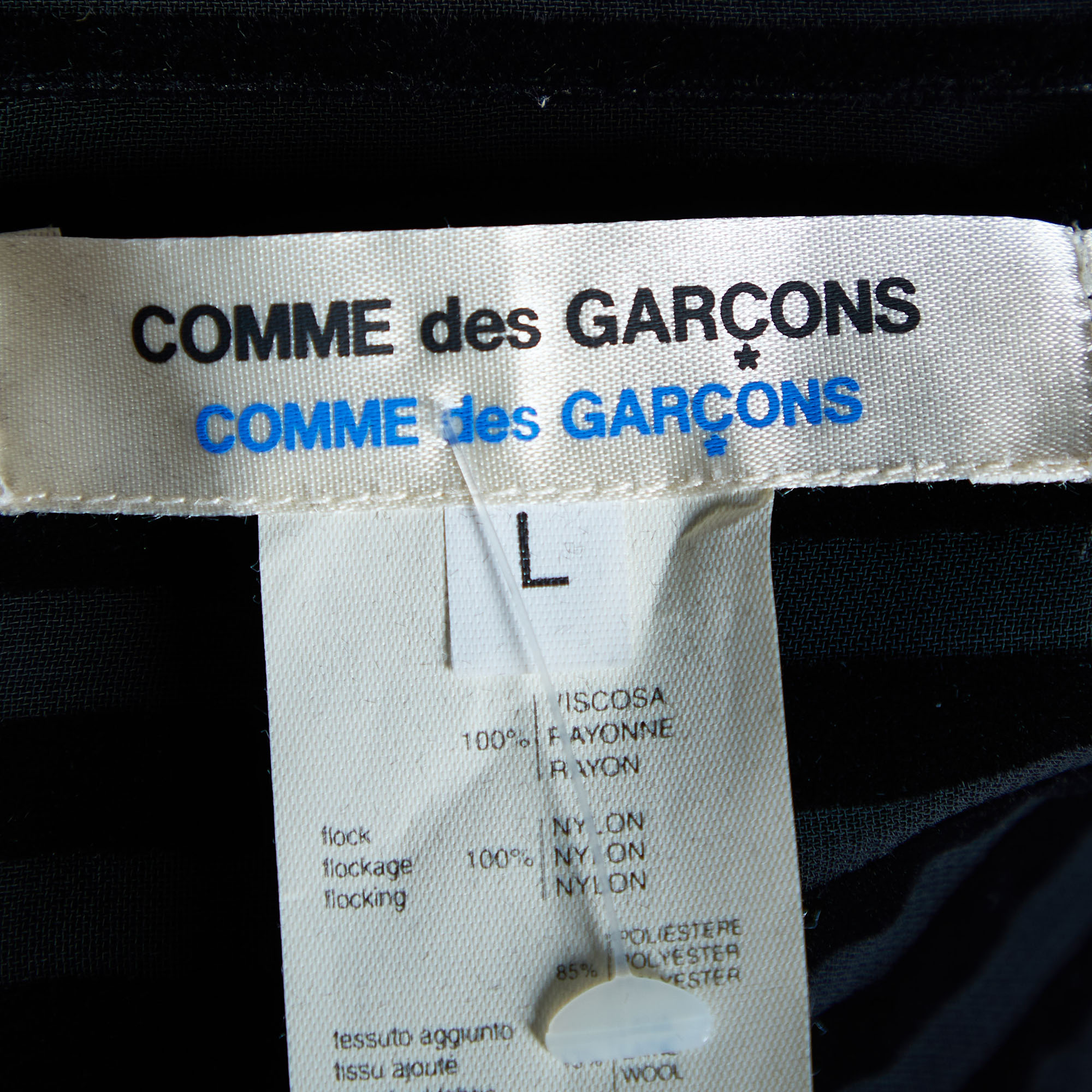 Comme Des Garçons Black Striped Velour & Smocked Hem Shirt L