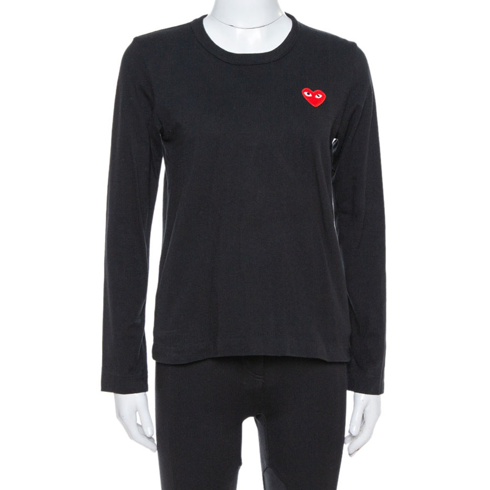 Image of Comme des Gar&ccedil;ons Play Black Cotton Jersey Long Sleeve T-Shirt M