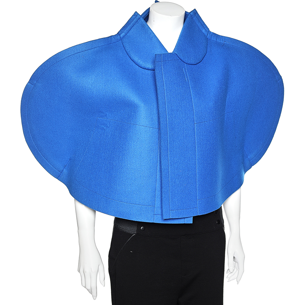 Commes des Garcons Royal Blue Synthetic Structured Cropped Jacket S