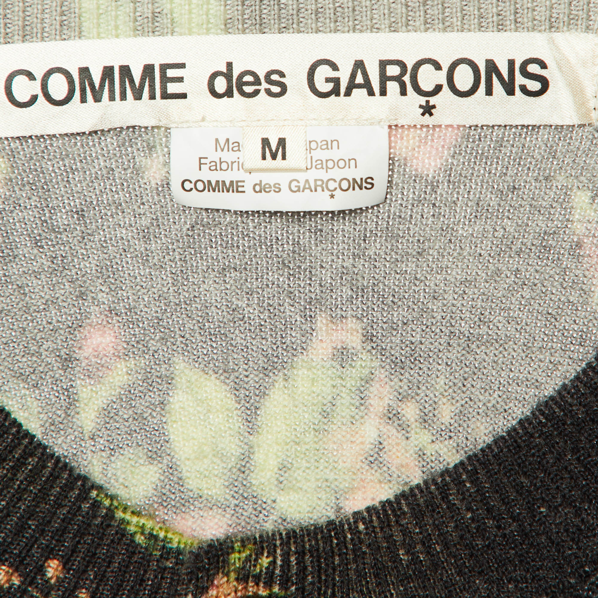 Comme Des Garcons Black Floral Printed Wool Knit & Jersey Leggings M