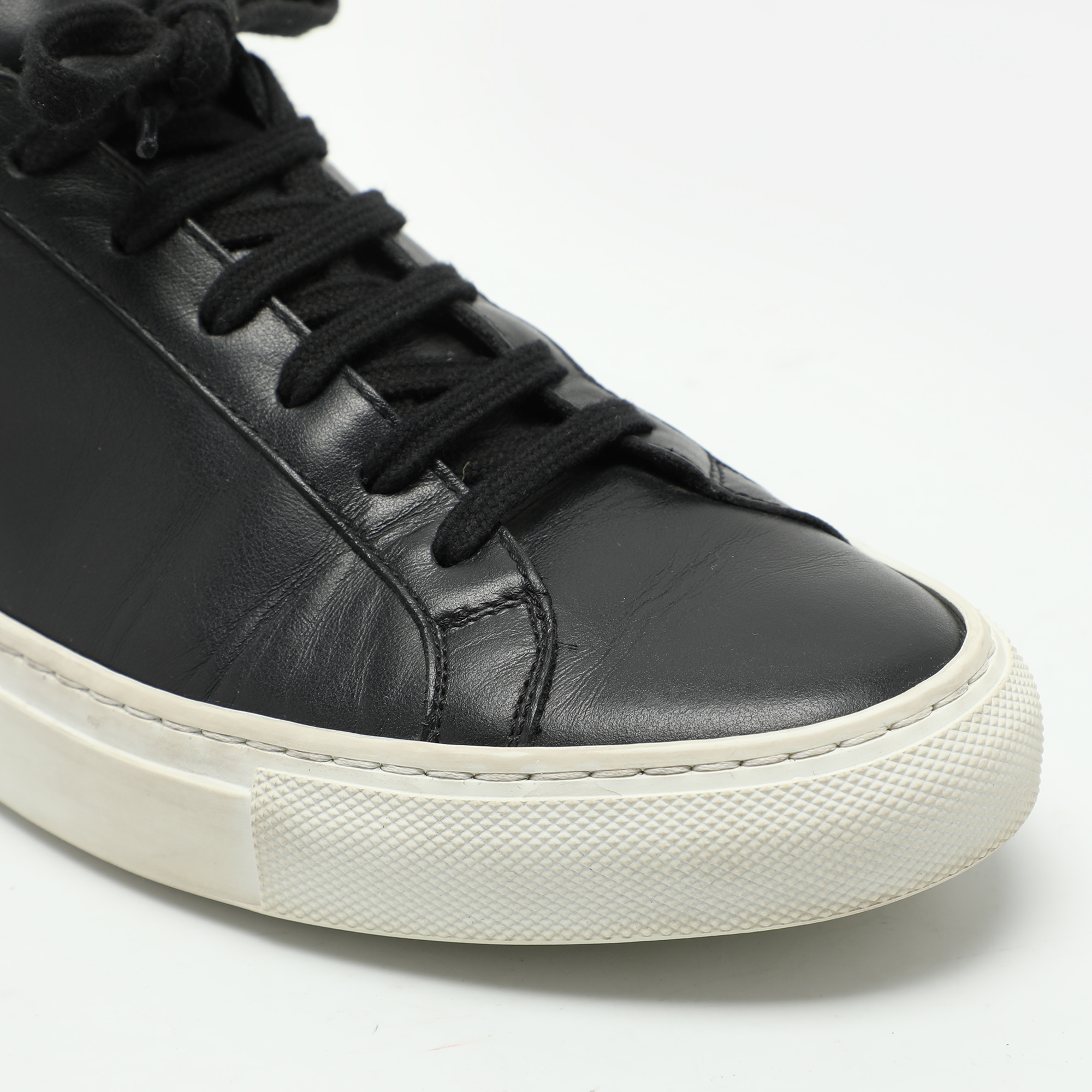 Common Projects Black Leather Low Top Sneakers Size 37