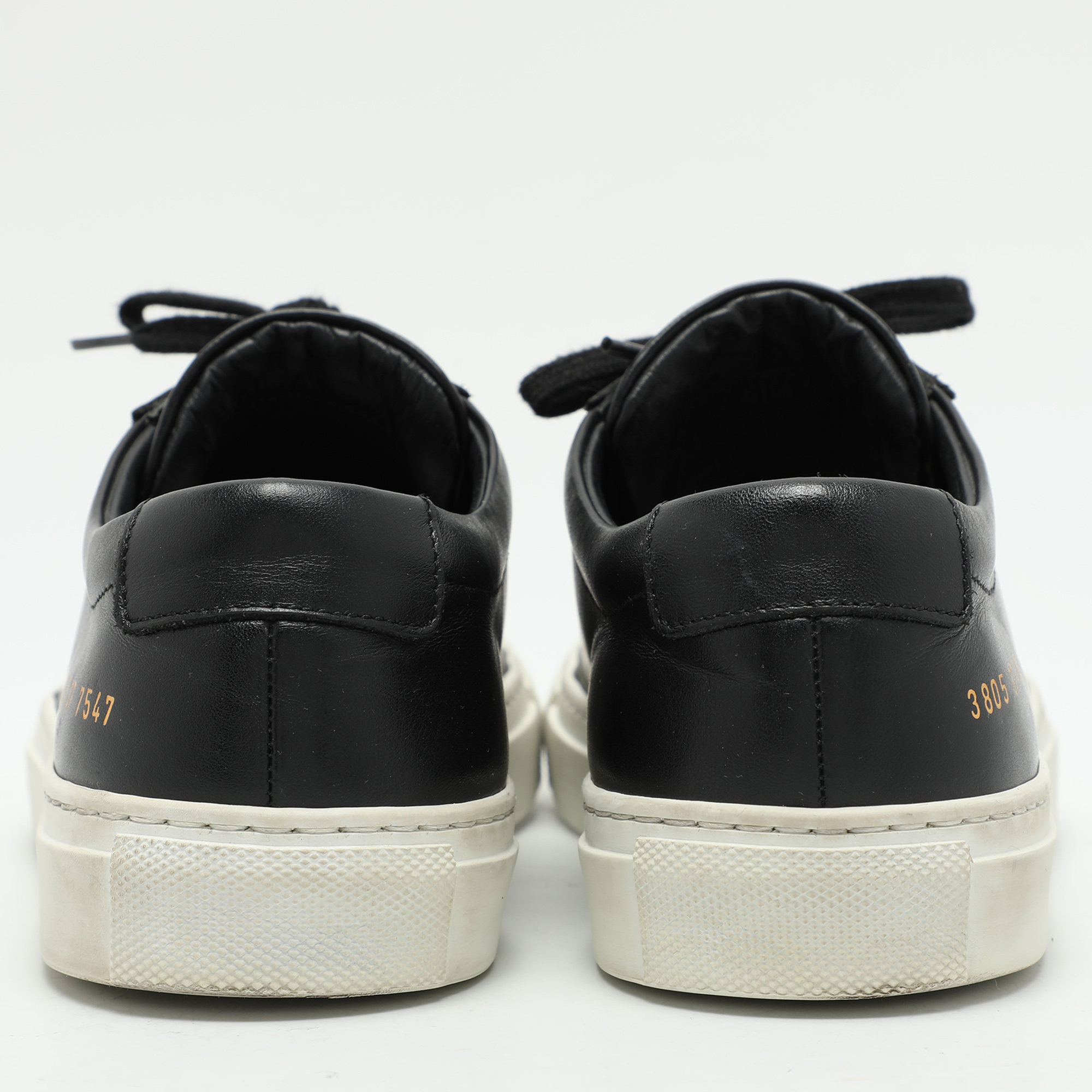 Common Projects Black Leather Low Top Sneakers Size 37