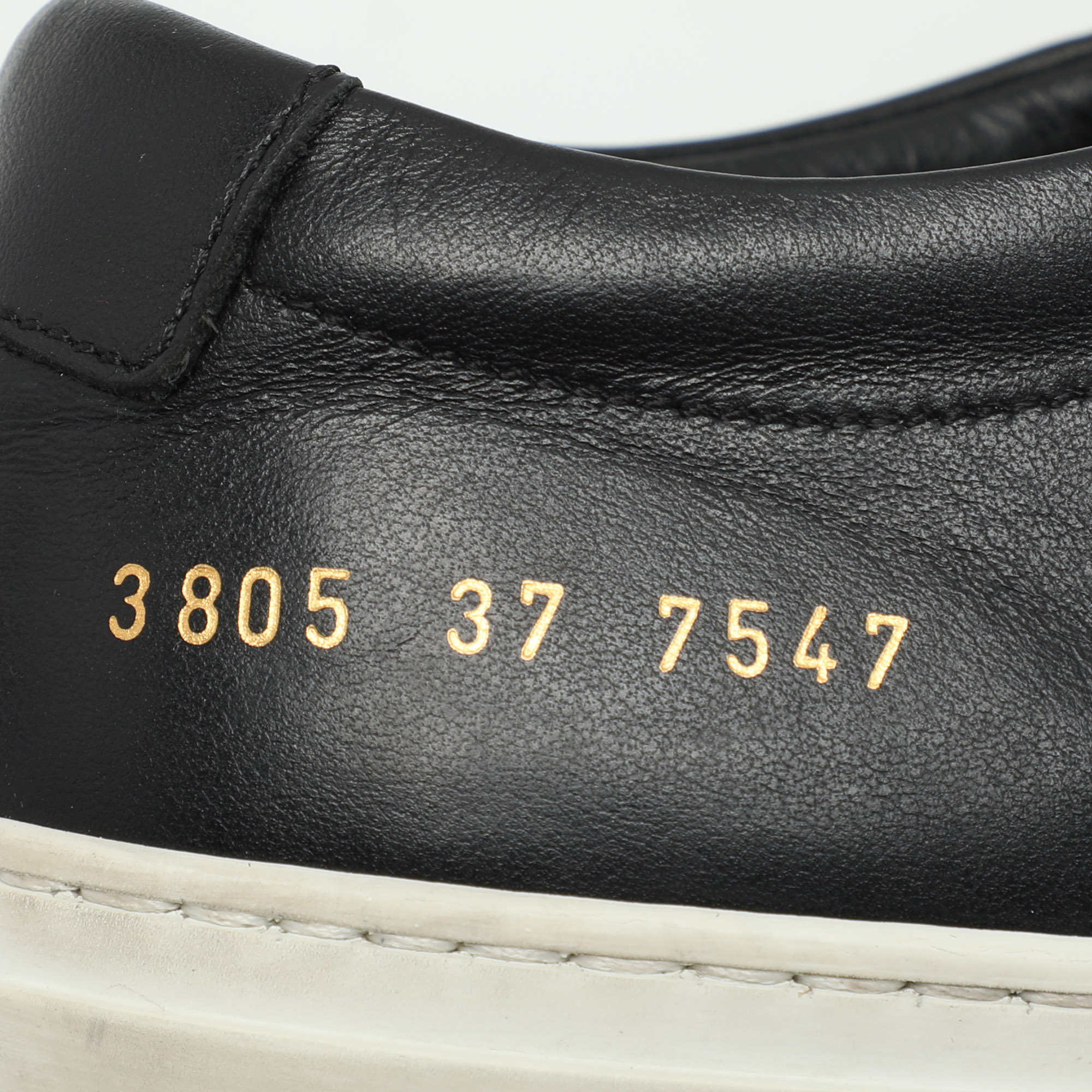 Common Projects Black Leather Low Top Sneakers Size 37