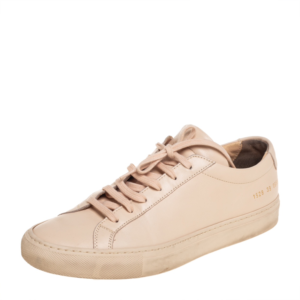 Common Projects Beige Leather Low Top Sneakers Size 39