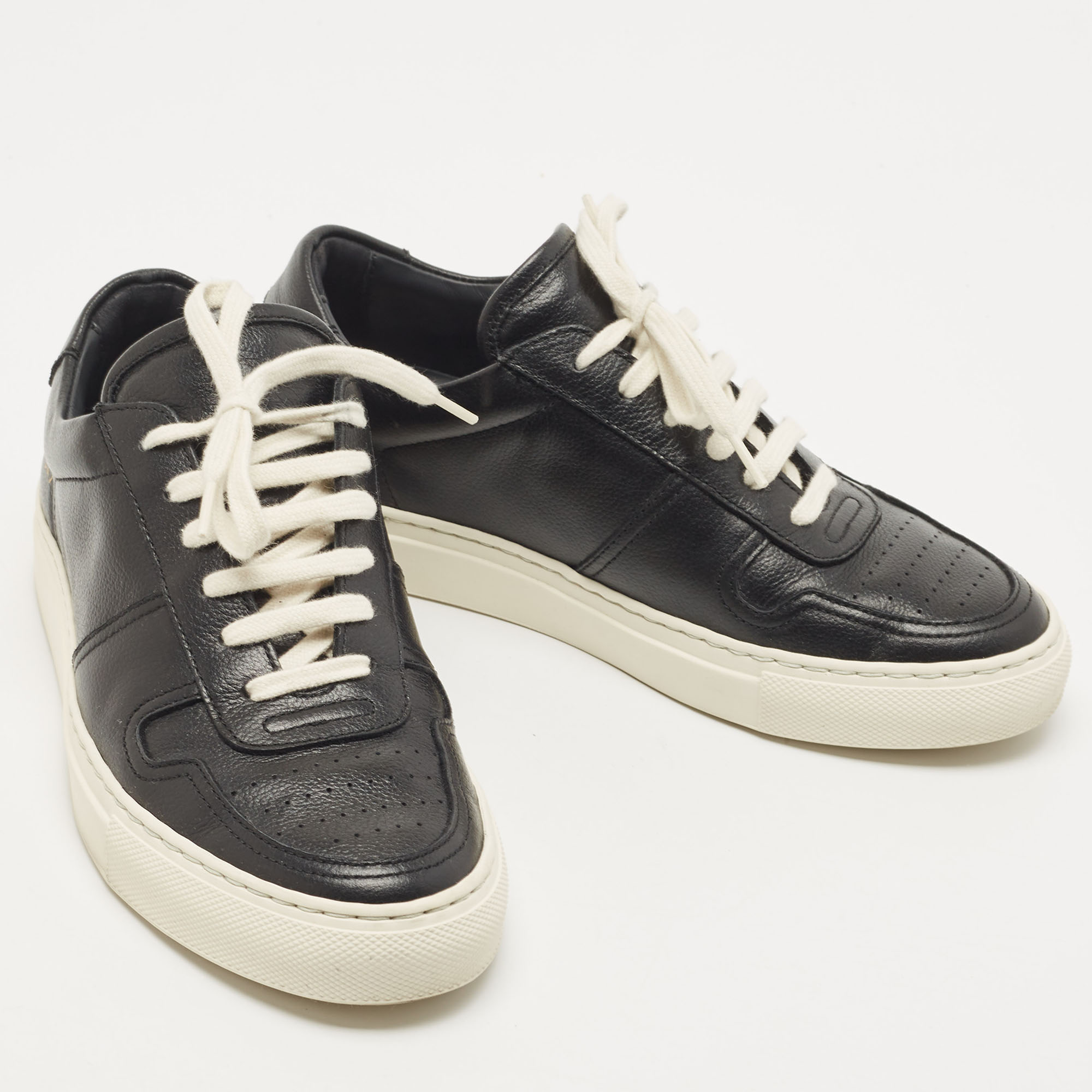 Common Projects Black Leather Bumby Low Top Sneakers Size 35