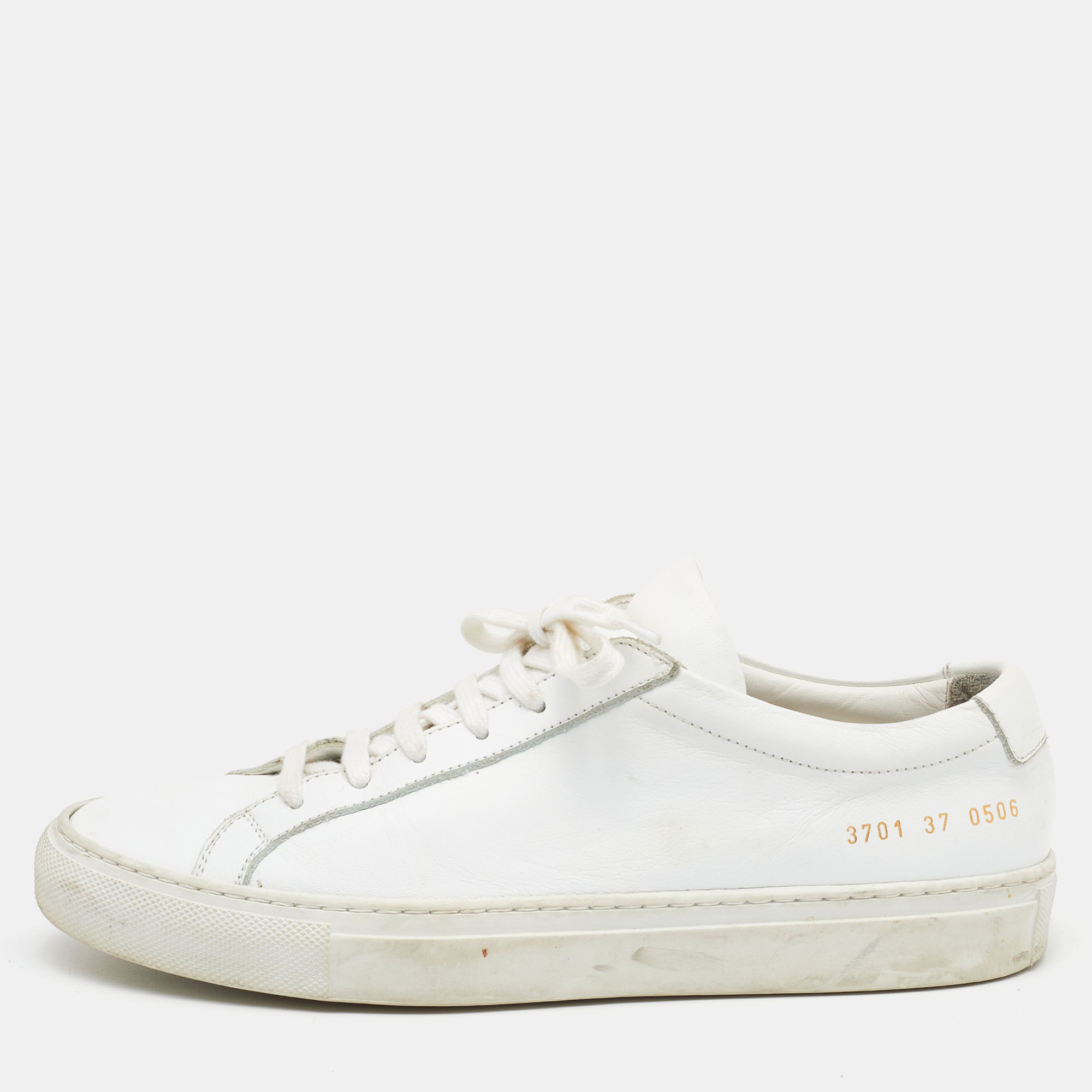 Common Projects White Leather Achilles Low Top Sneakers Size 37