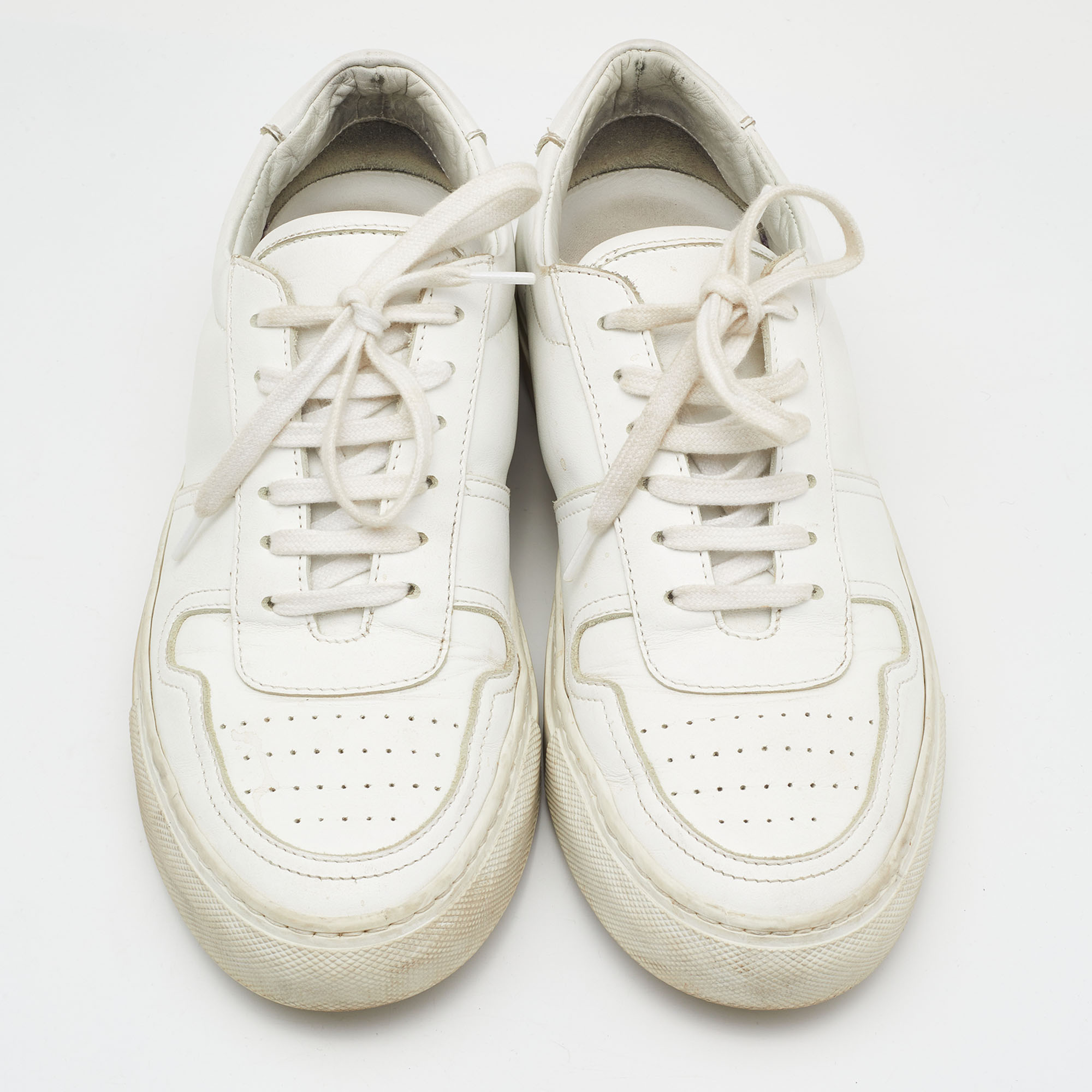 Common Projects White Leather Achilles Low Top Sneakers Size 38