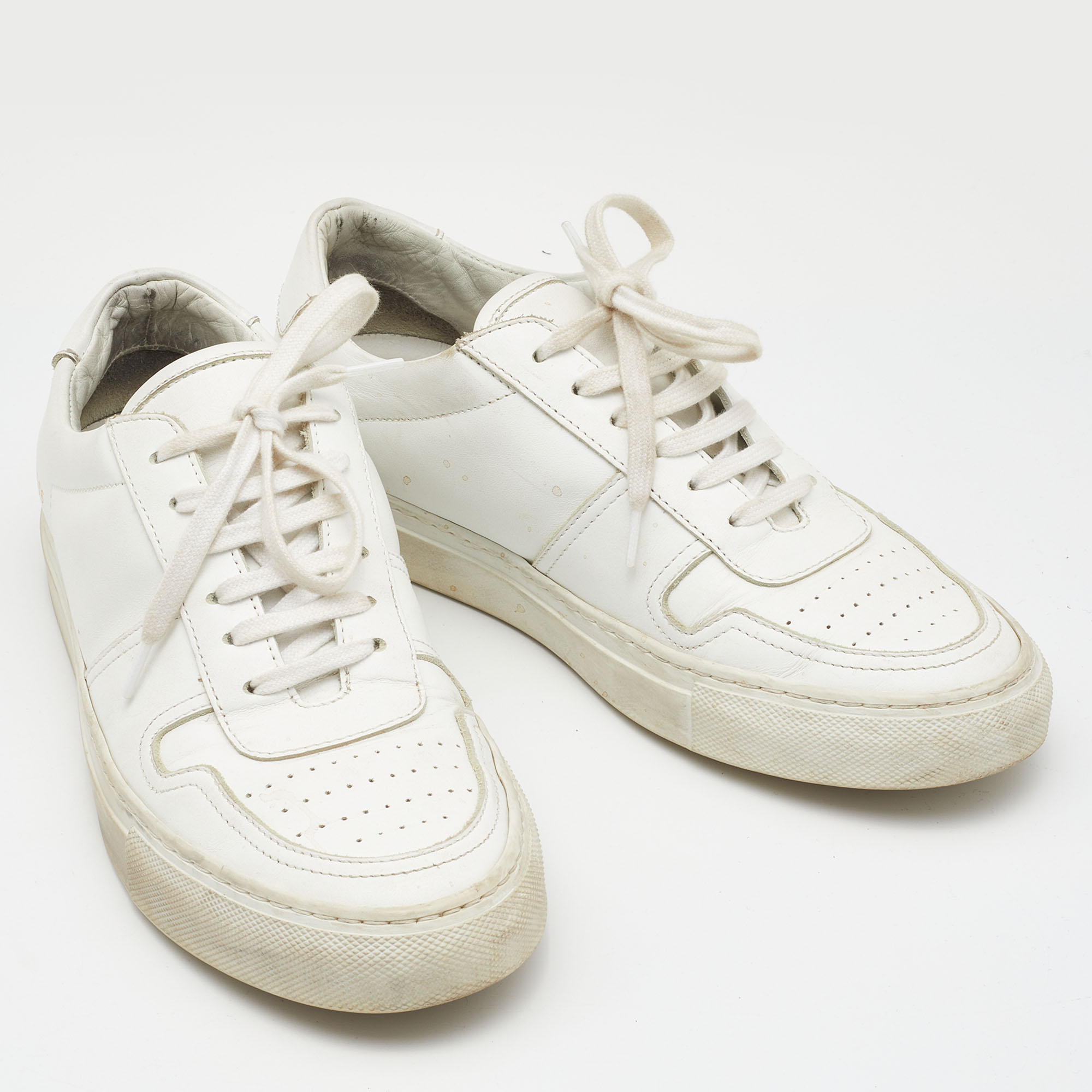 Common Projects White Leather Achilles Low Top Sneakers Size 38