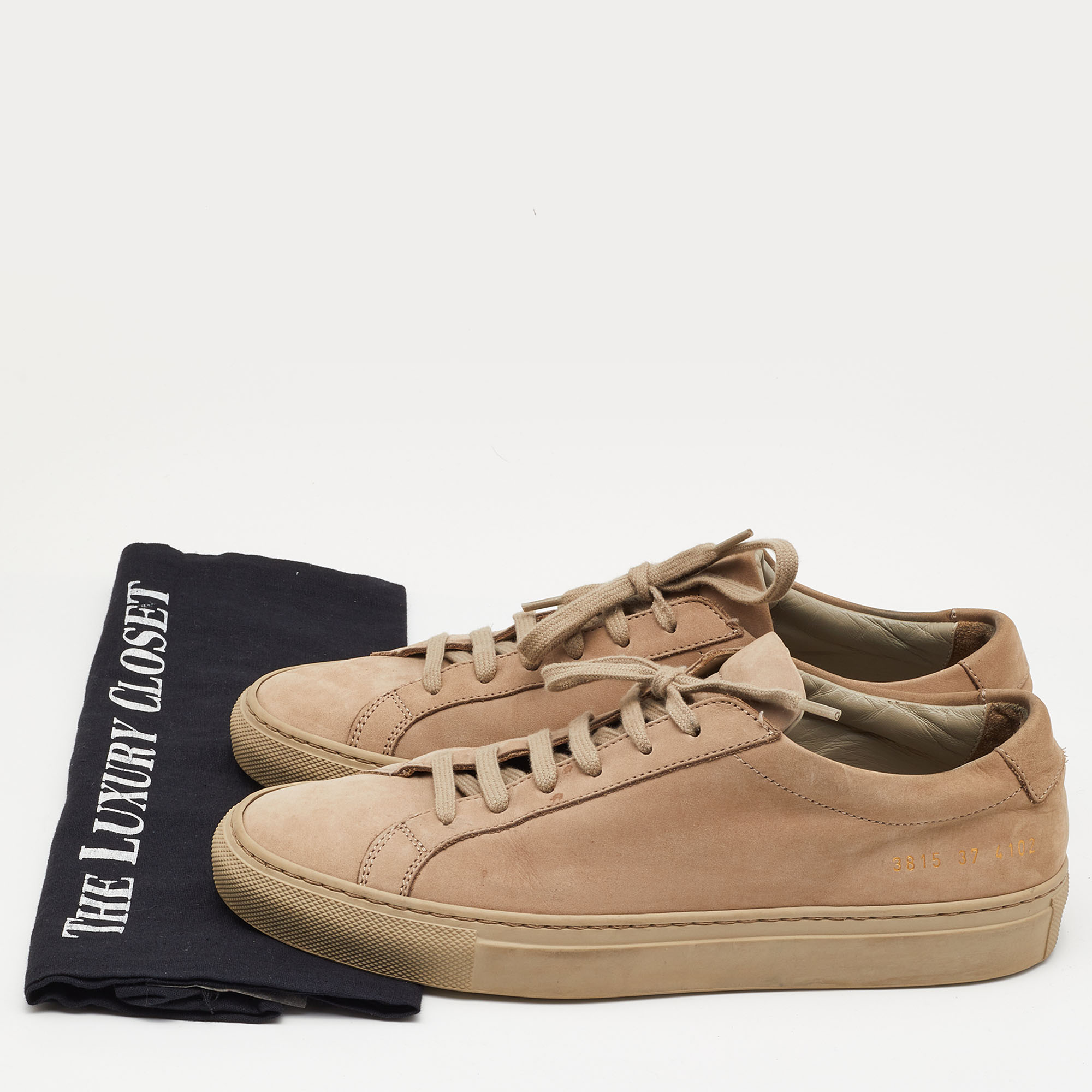 Common Projects Beige Suede Achilles Lace Up Sneakers Size 37