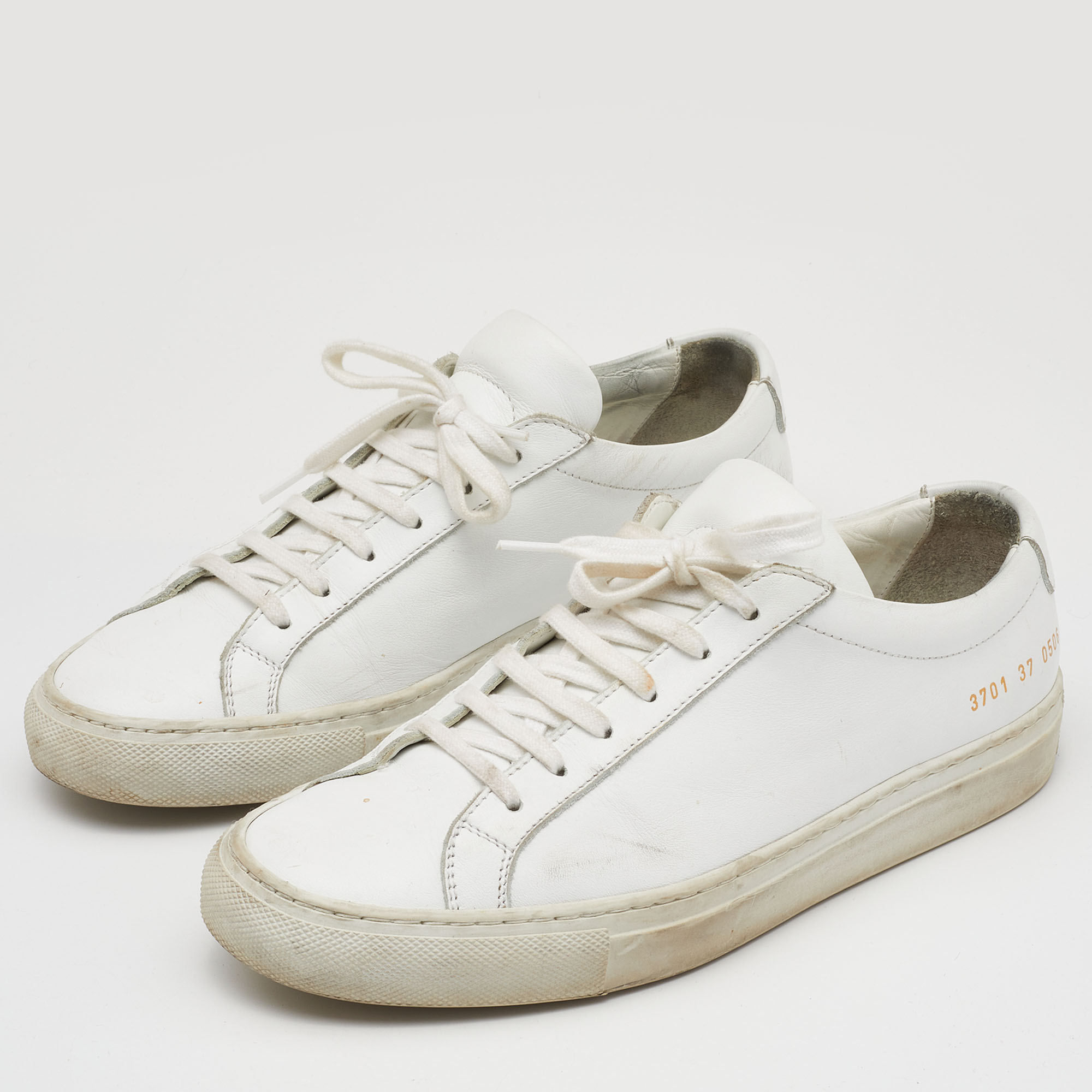 Common Projects White Leather Achilles Low Top Sneakers Size 37