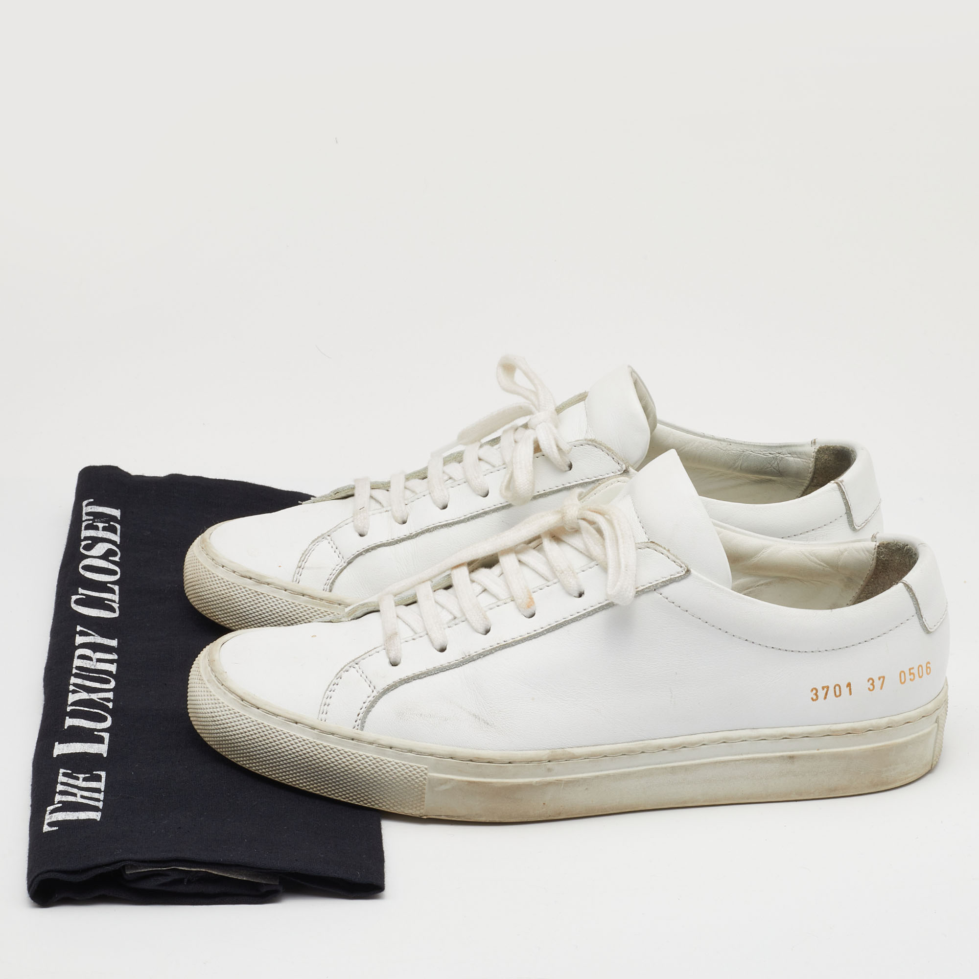 Common Projects White Leather Achilles Low Top Sneakers Size 37