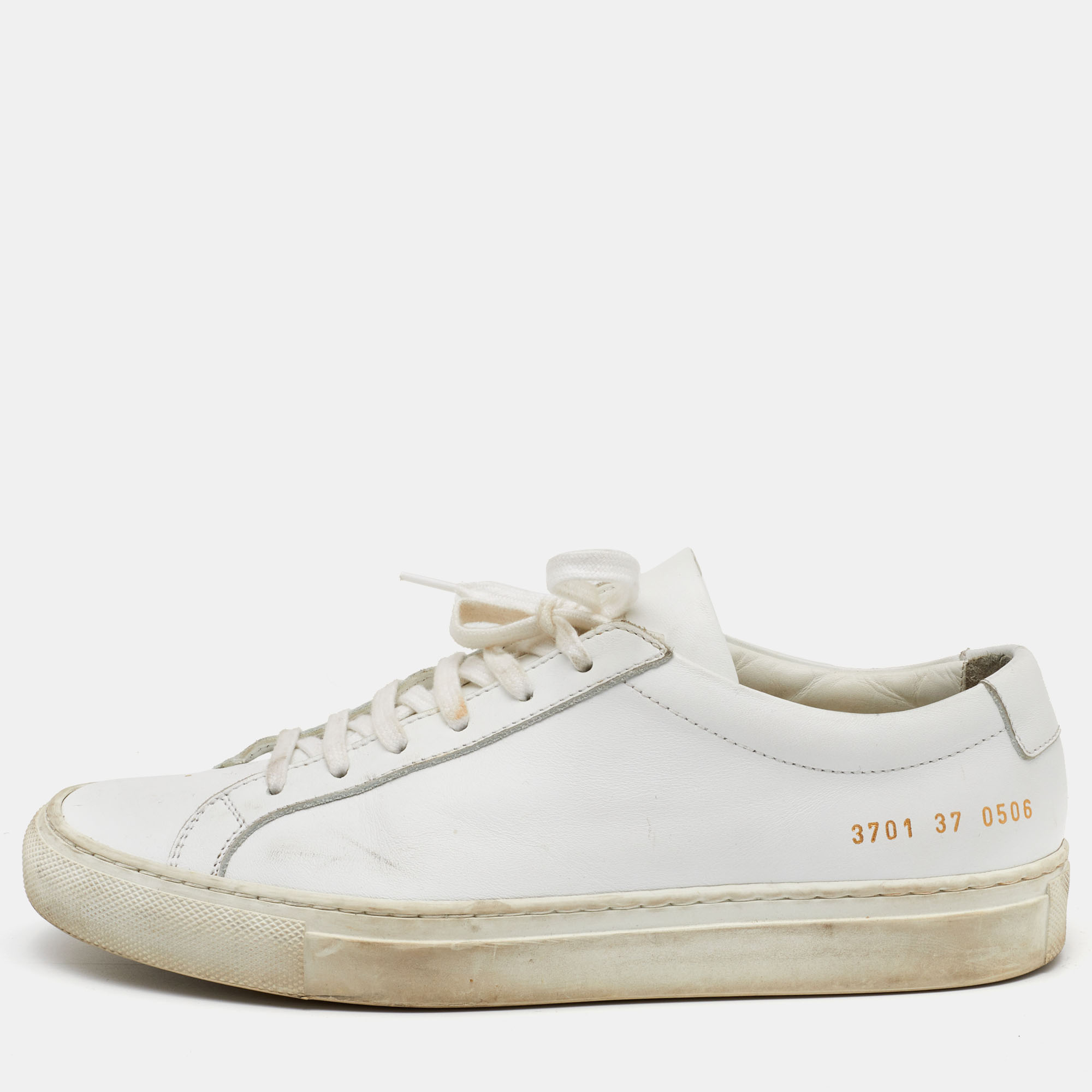 Common Projects White Leather Achilles Low Top Sneakers Size 37