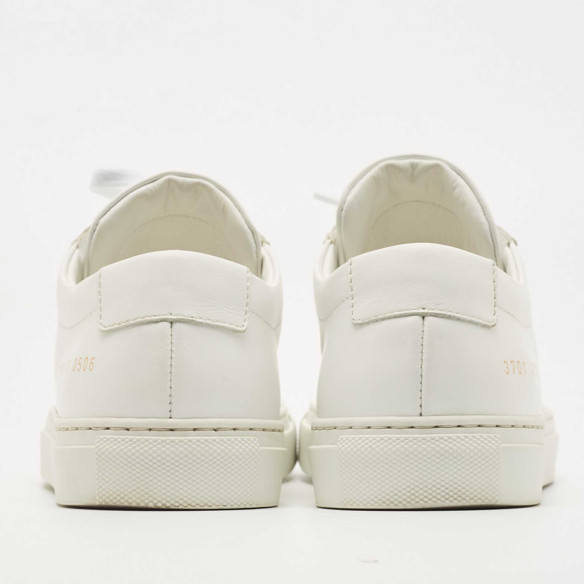 Common Projects White Leather Achilles Low Top Sneakers Size 37