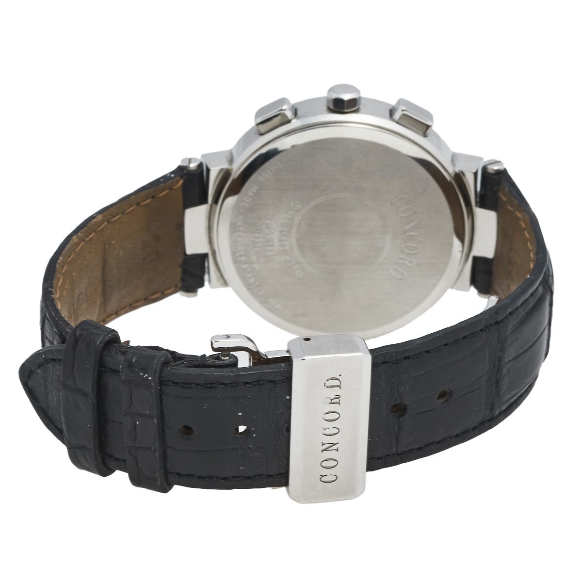 Concord Grey Stainless Steel Leather La Scala 14.C5.1891 Women's Wristwatch 38 Mm