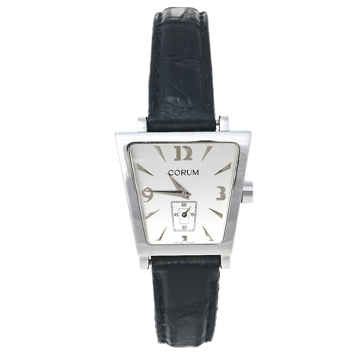 Corum Silver Stainless Steel Leather Trapeze 105.404.20 Women's Wristwatch 29 mm