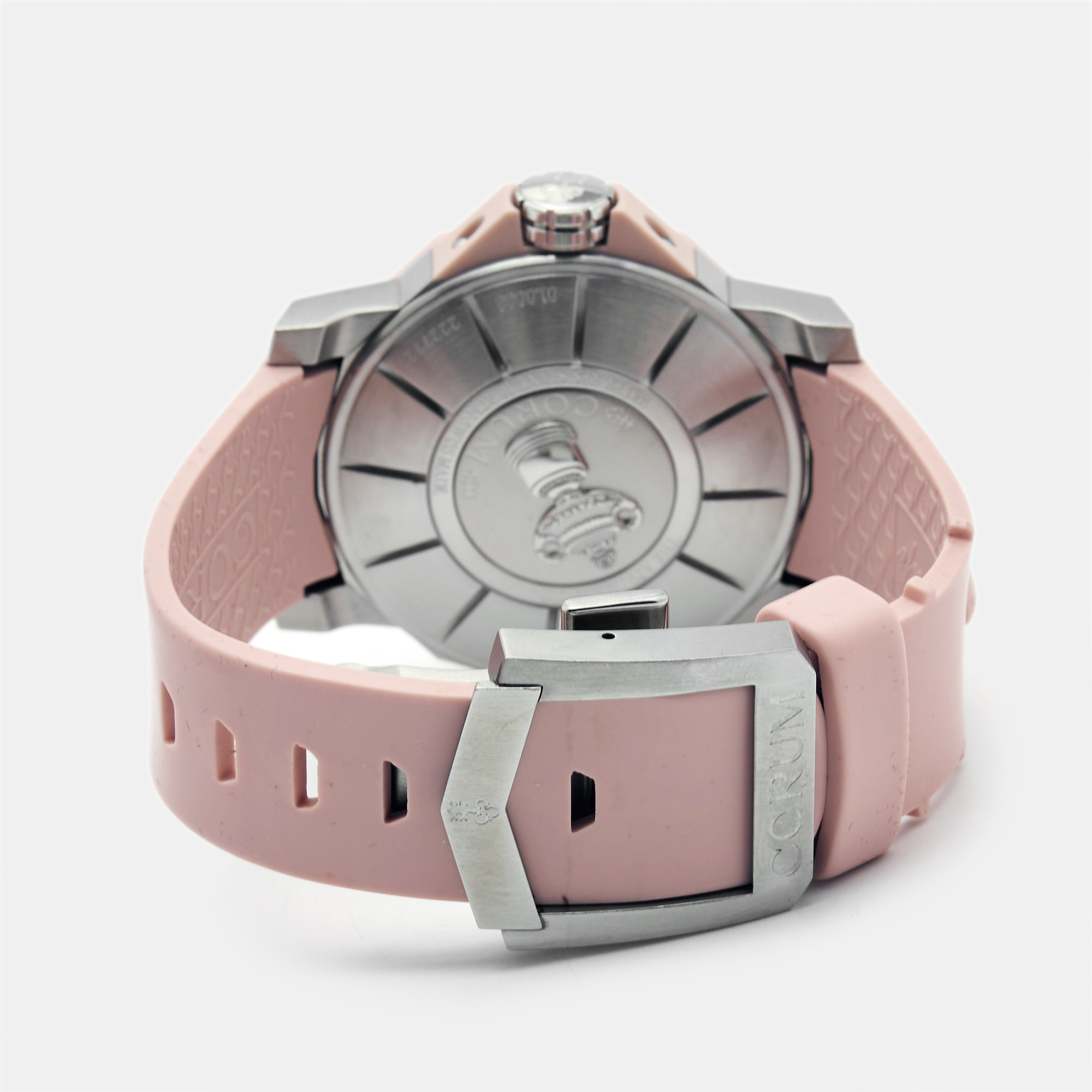 Corum Pink Resin Stainless Steel Diamond Rubber Admiral's Cup 01.0033 Women's Wristwatch 40 Mm