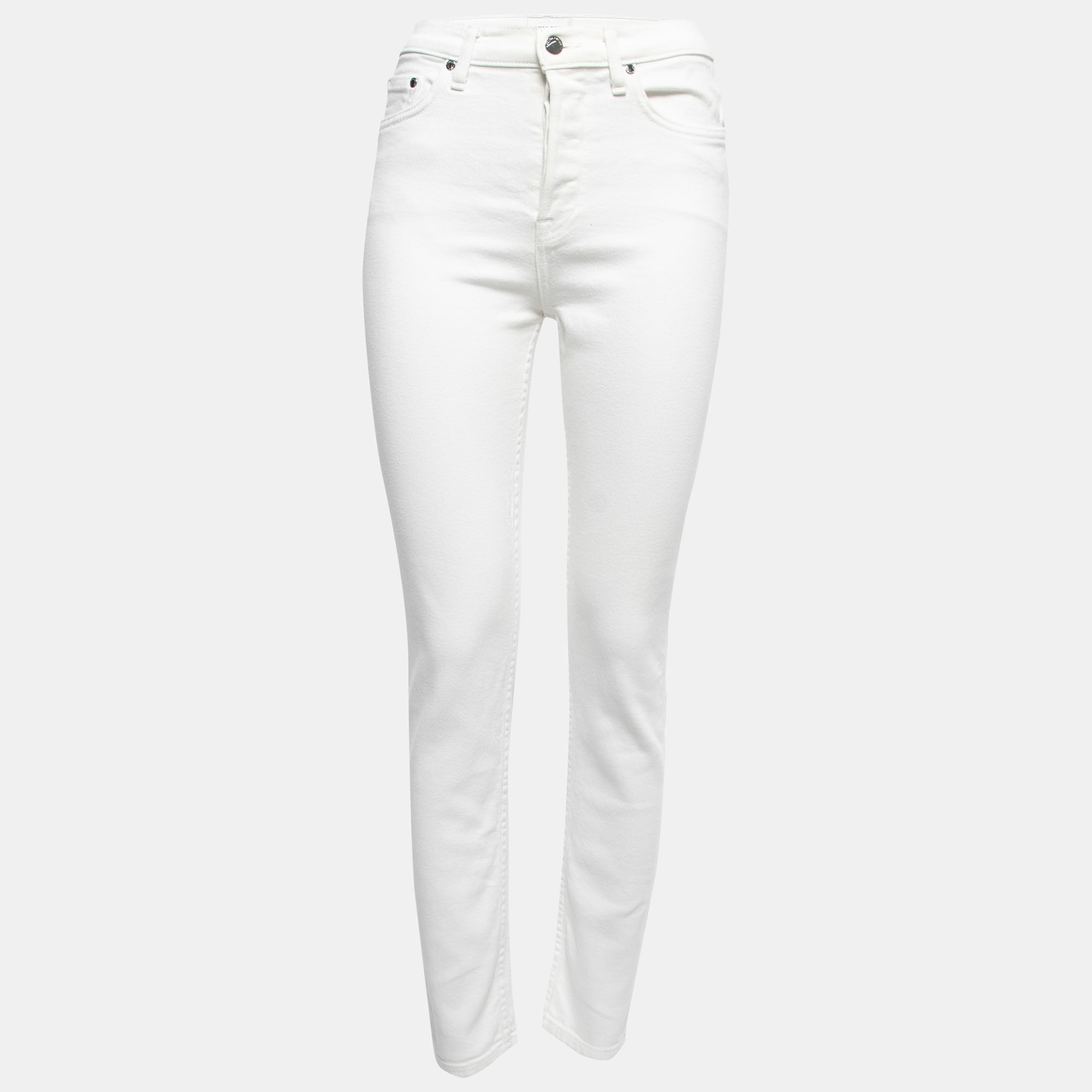 Cotton citizen white denim medium rise slim fit jeans s waist 25"