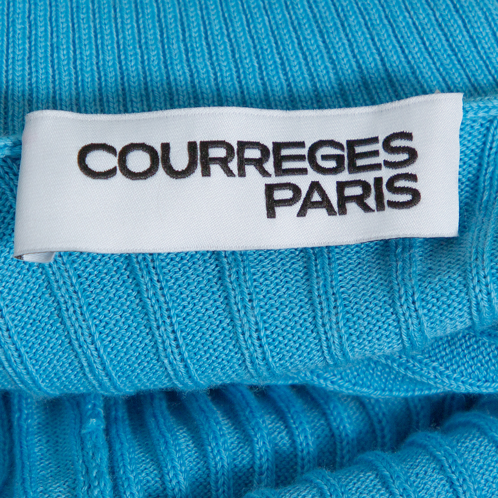 Courreges Paris Blue Rib Knit Turtleneck Sweater M