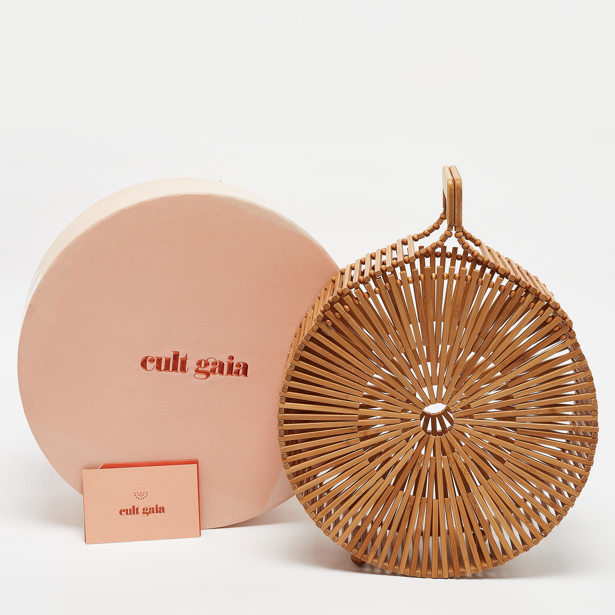 Cult Gaia Tan Bamboo Round Zaha Tote