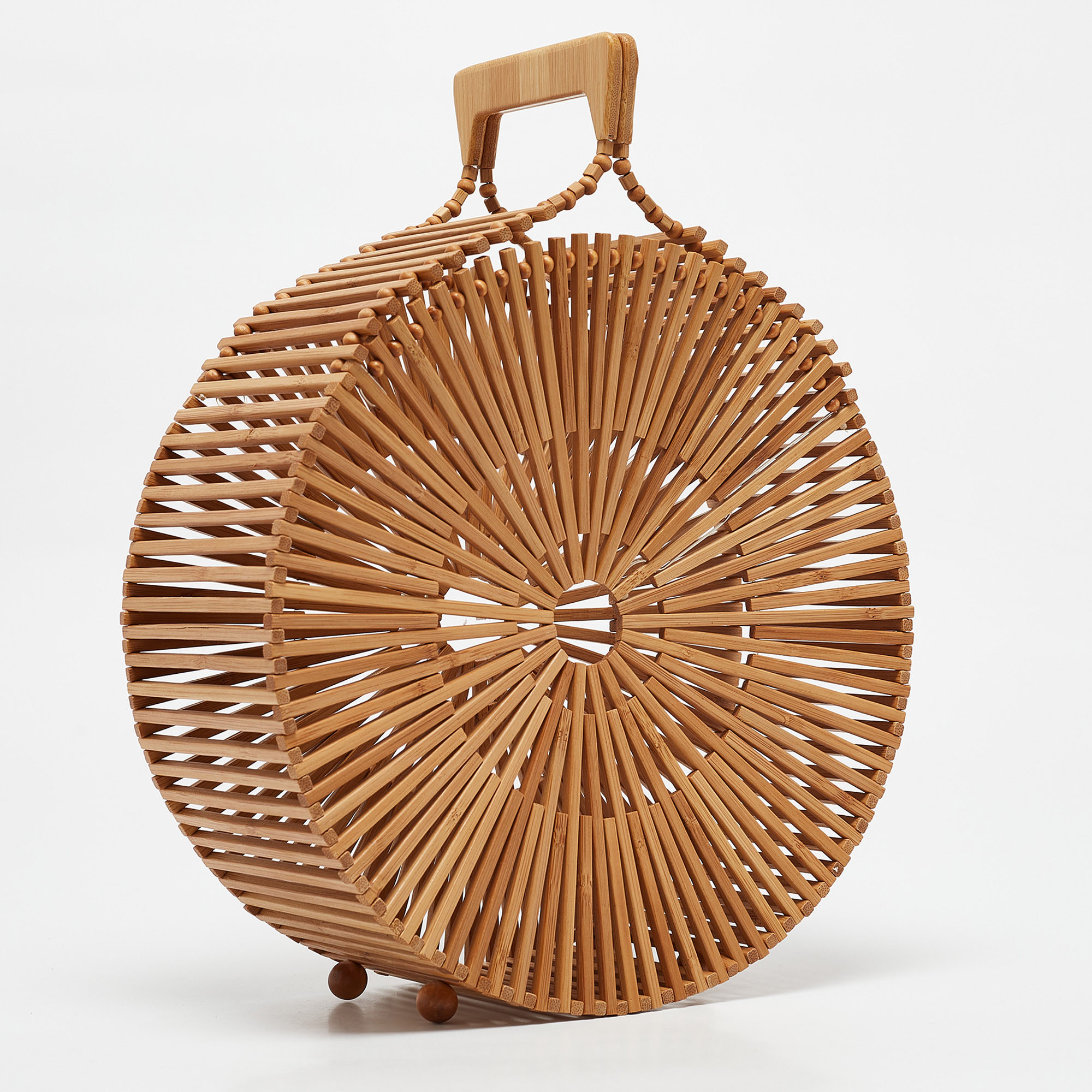 Cult Gaia Tan Bamboo Round Zaha Tote