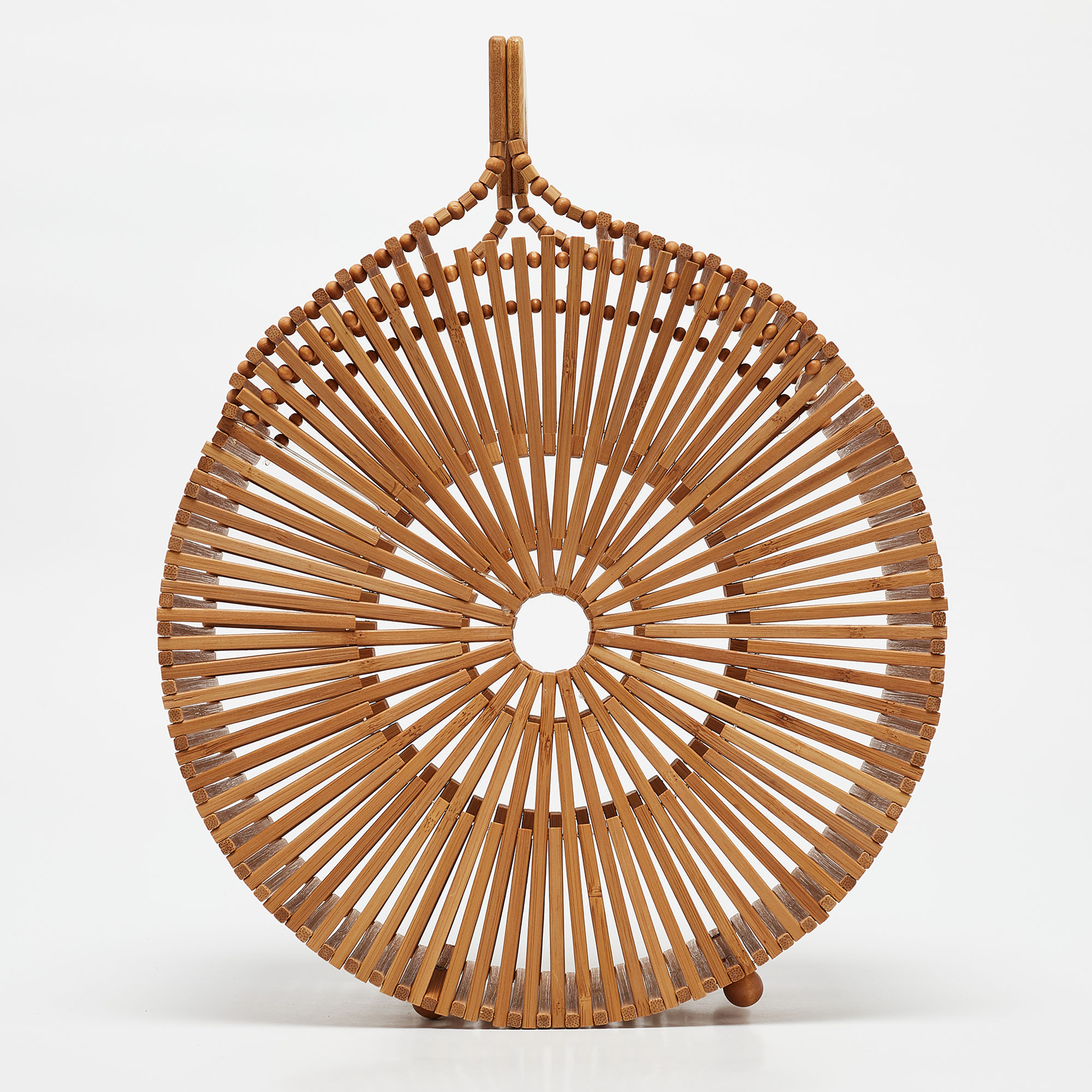 Cult Gaia Tan Bamboo Round Zaha Tote