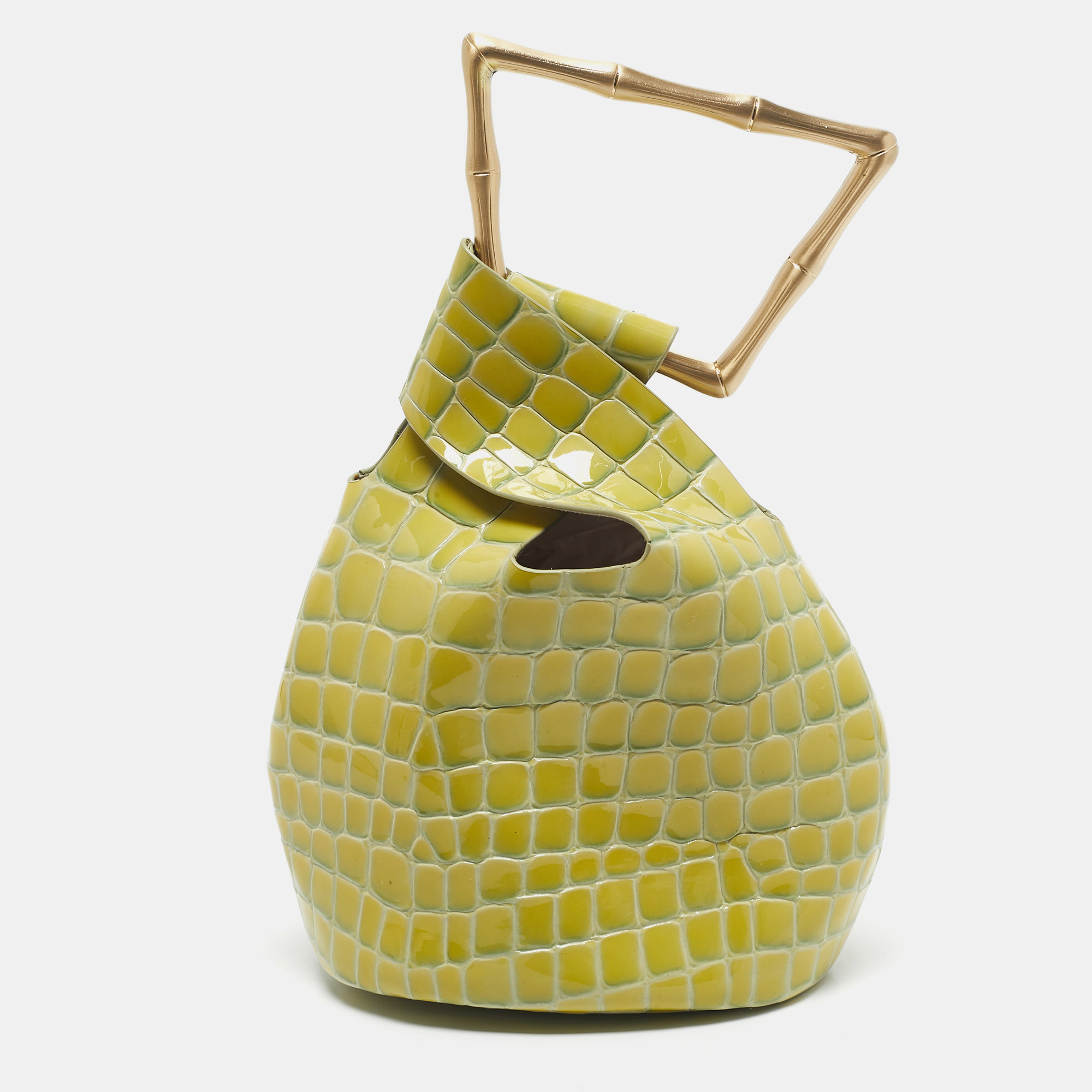 Cult Gaia Yellow/Green Croc Embossed Patent Leather Astraea Top Handle Bag
Cult Gaia Yellow/Green Croc Embossed Patent Leather Astraea Top Handle Bag