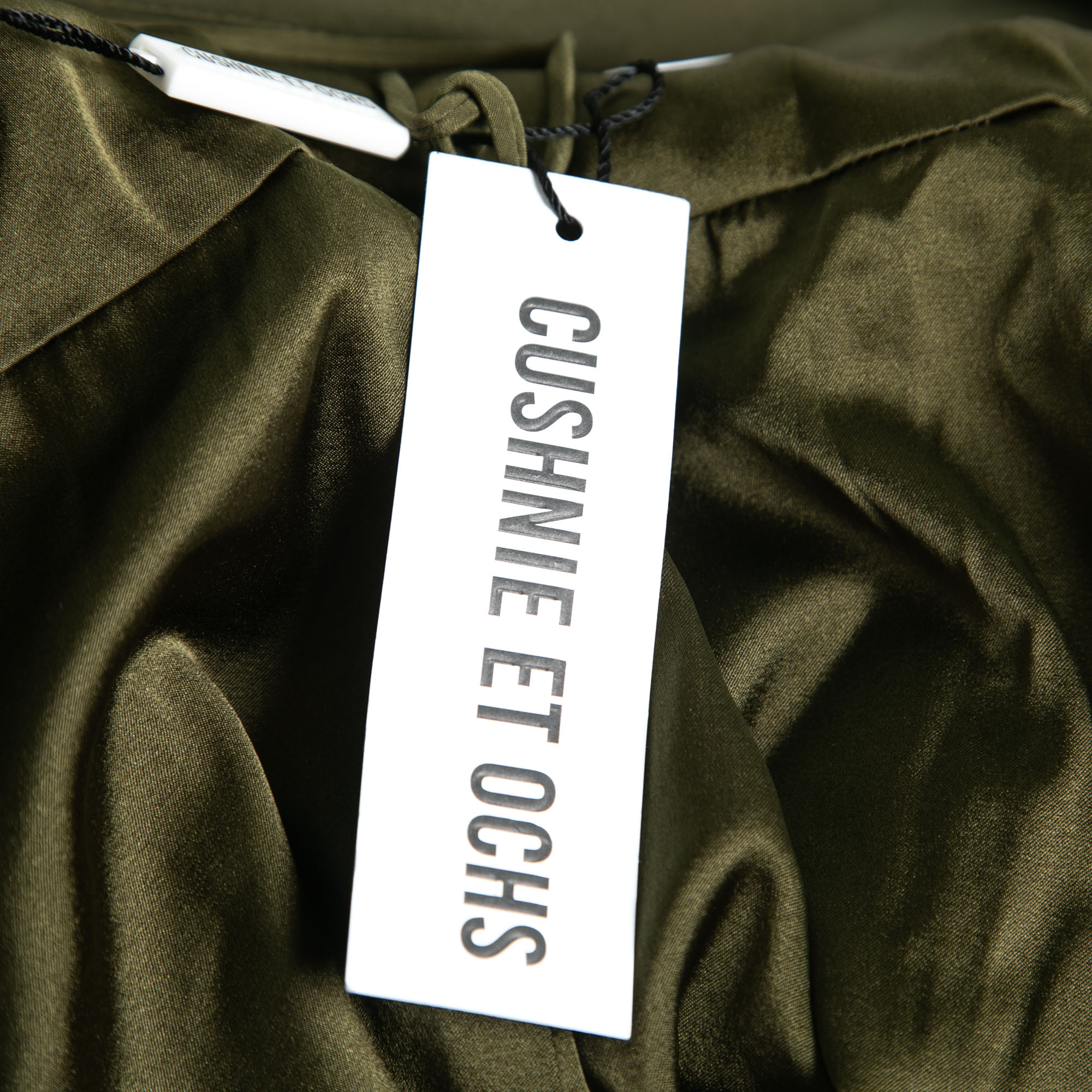 Cushnie Et Ochs Safari Green Stretch Cotton Keyhole Detail Mini Dress XS