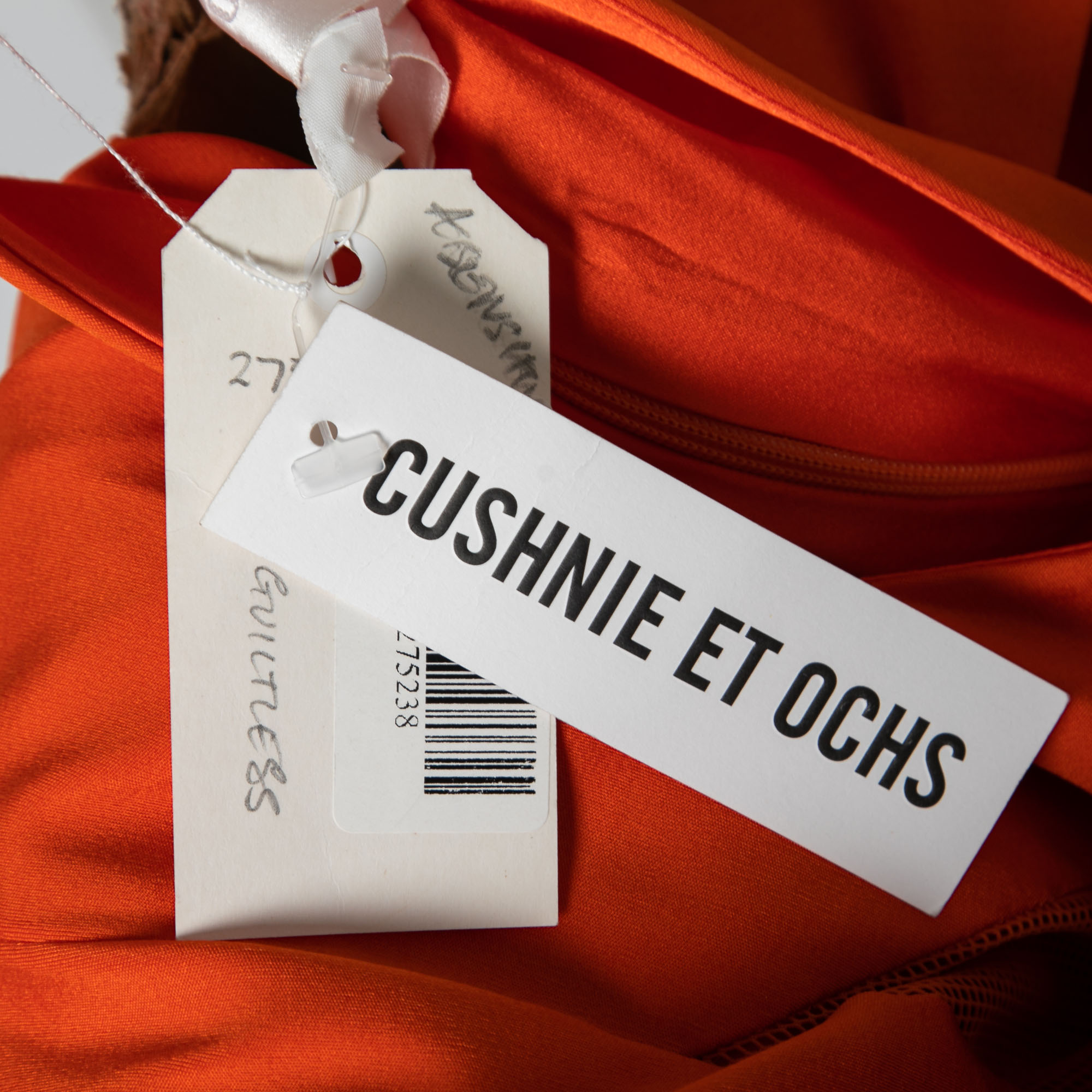Cushnie Et Ochs Tangerine Orange Stretch Satin Jersey Mesh Paneled Gown S