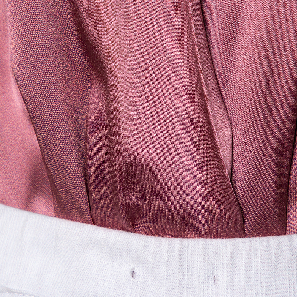 Cushnie Et Ochs Pink Silk Charmeuse Faux Wrap  Body Suit L