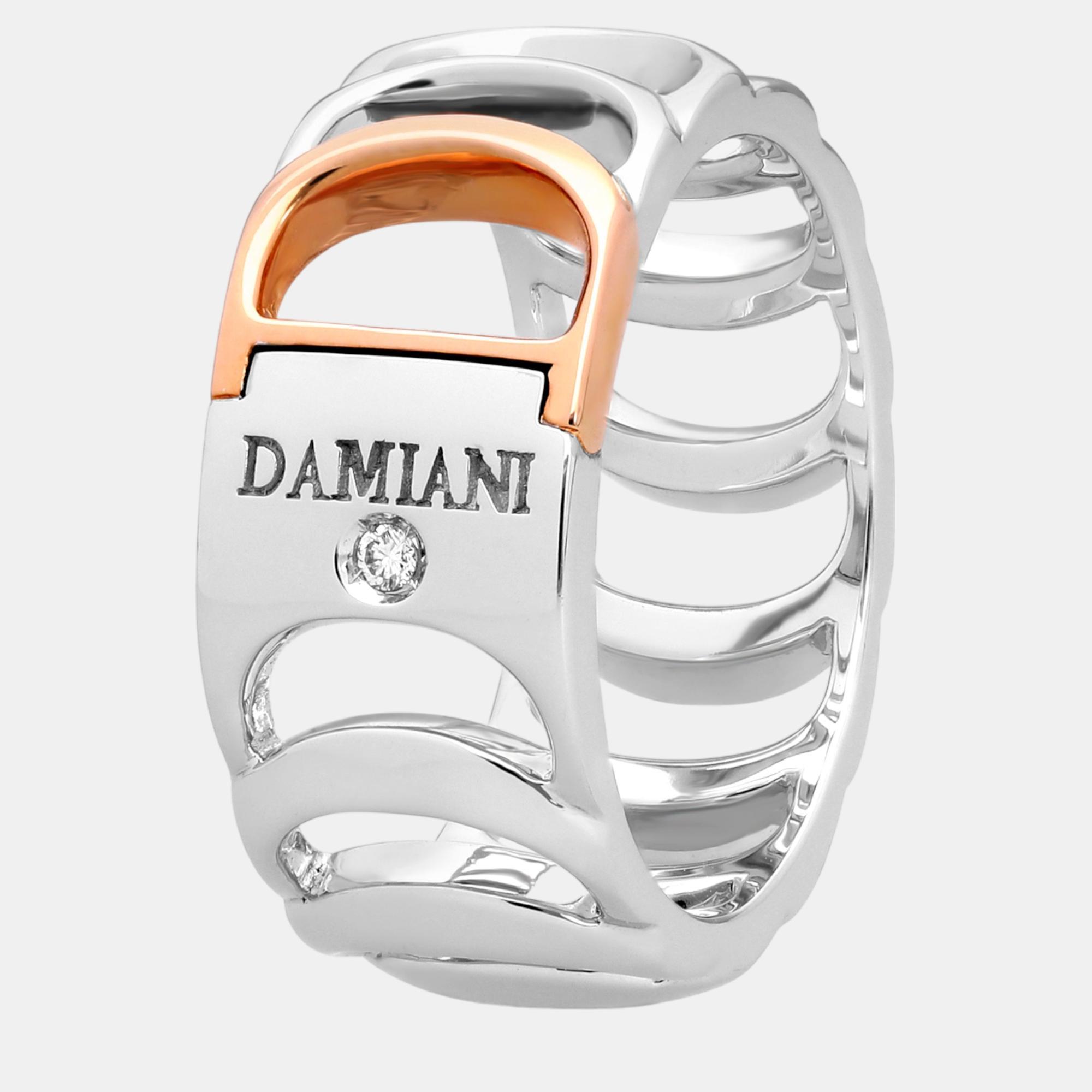 Damiani 18k white gold and 18k rose gold, diamond band ring