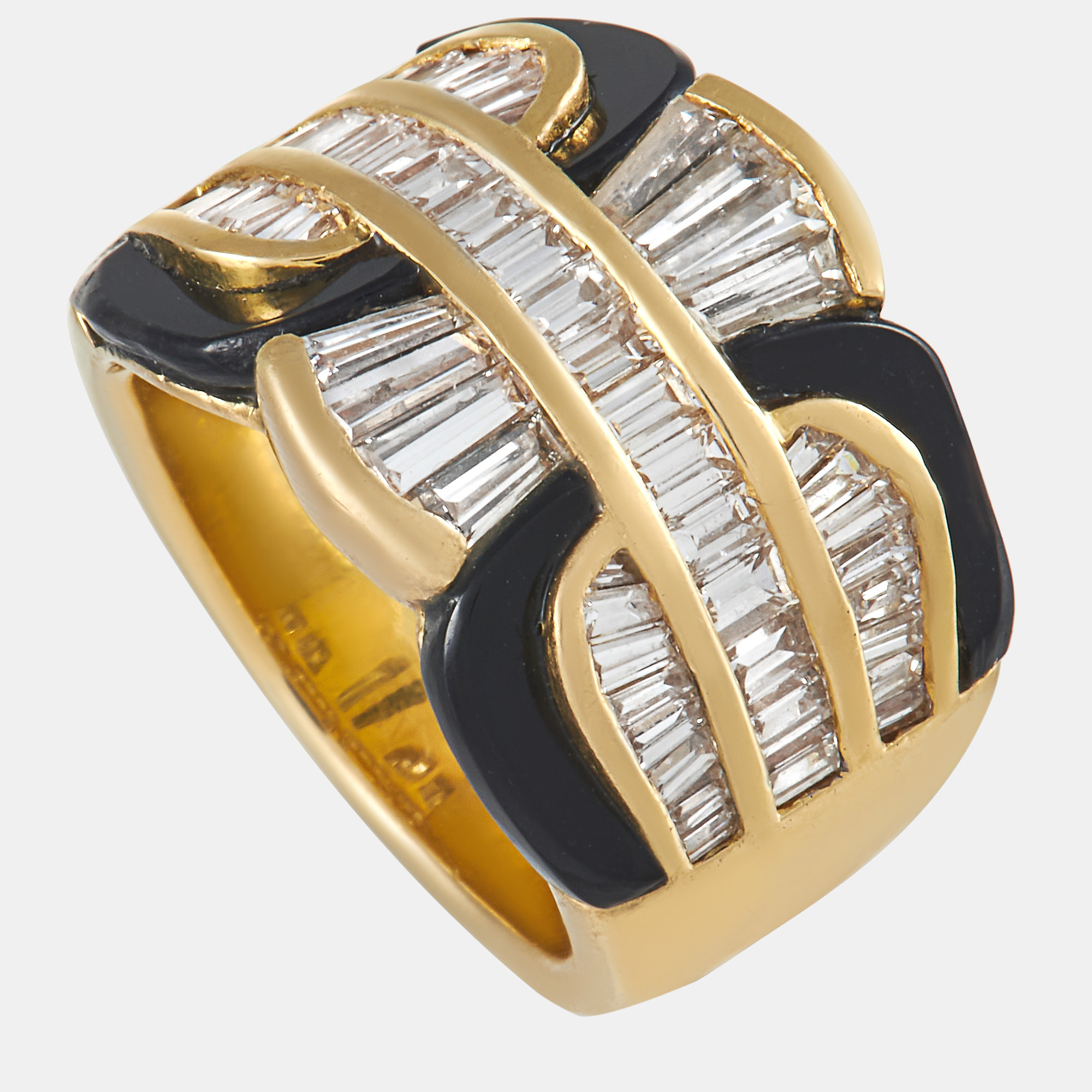 Damiani 18k yellow gold 2.38 ct diamond and onyx ring
