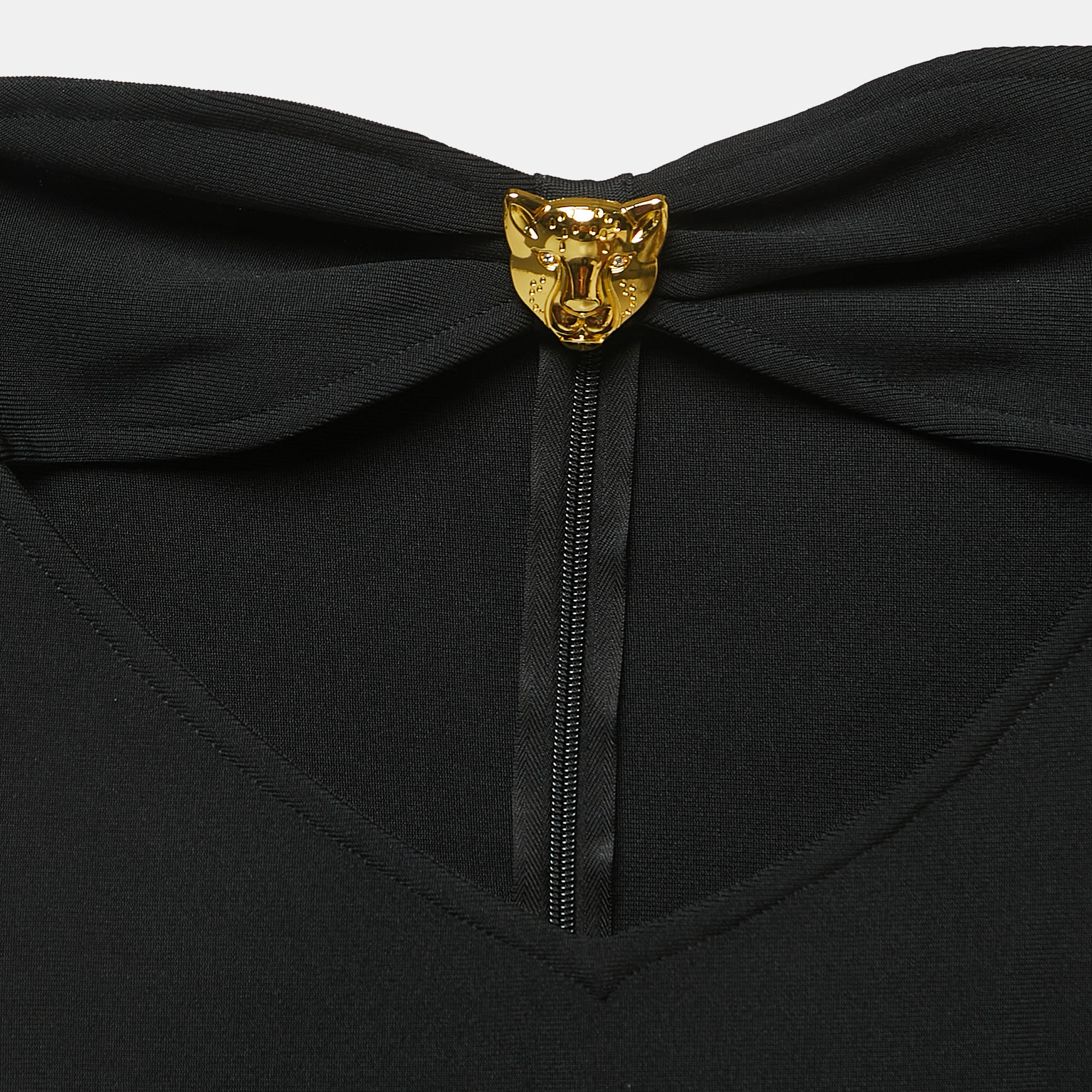 Dan More Black Knit Cutout Panther Bow Neckline Maxi Dress M