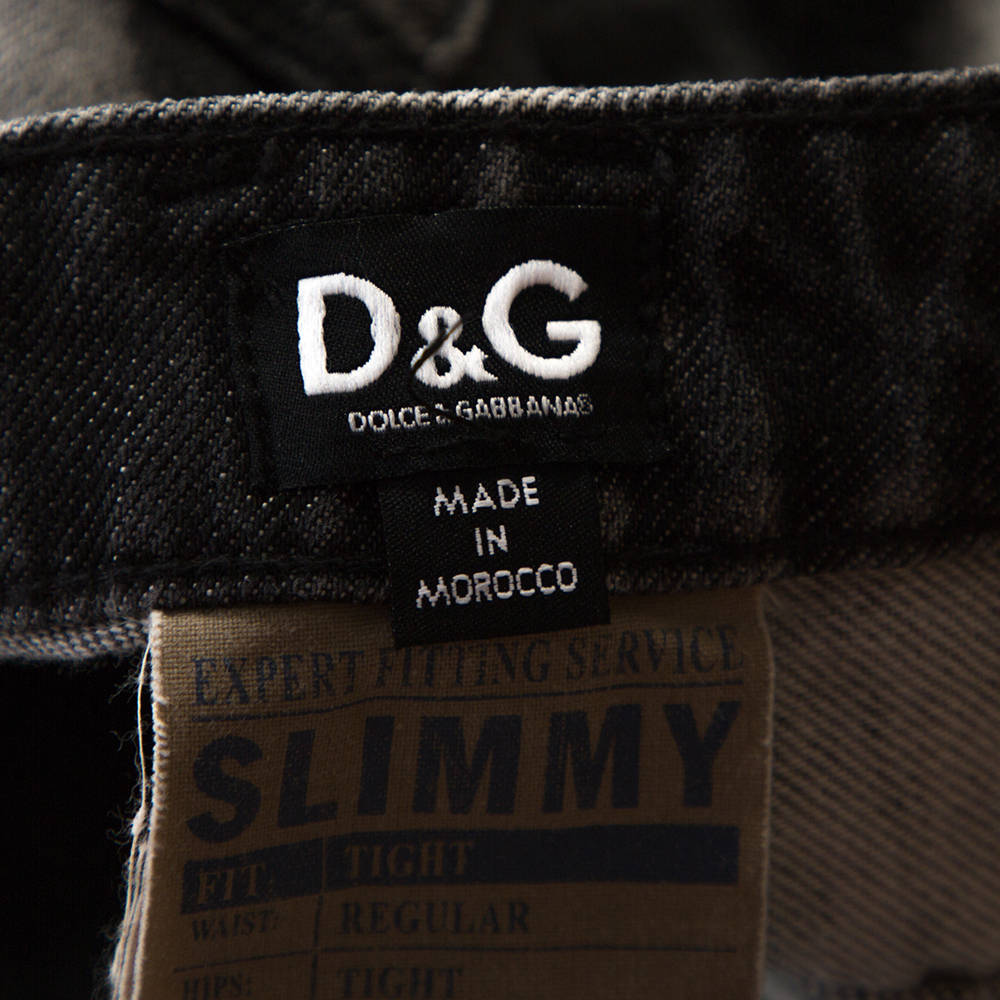 D&G Grey Acid Washed Denim Straight Fit Jeans S
