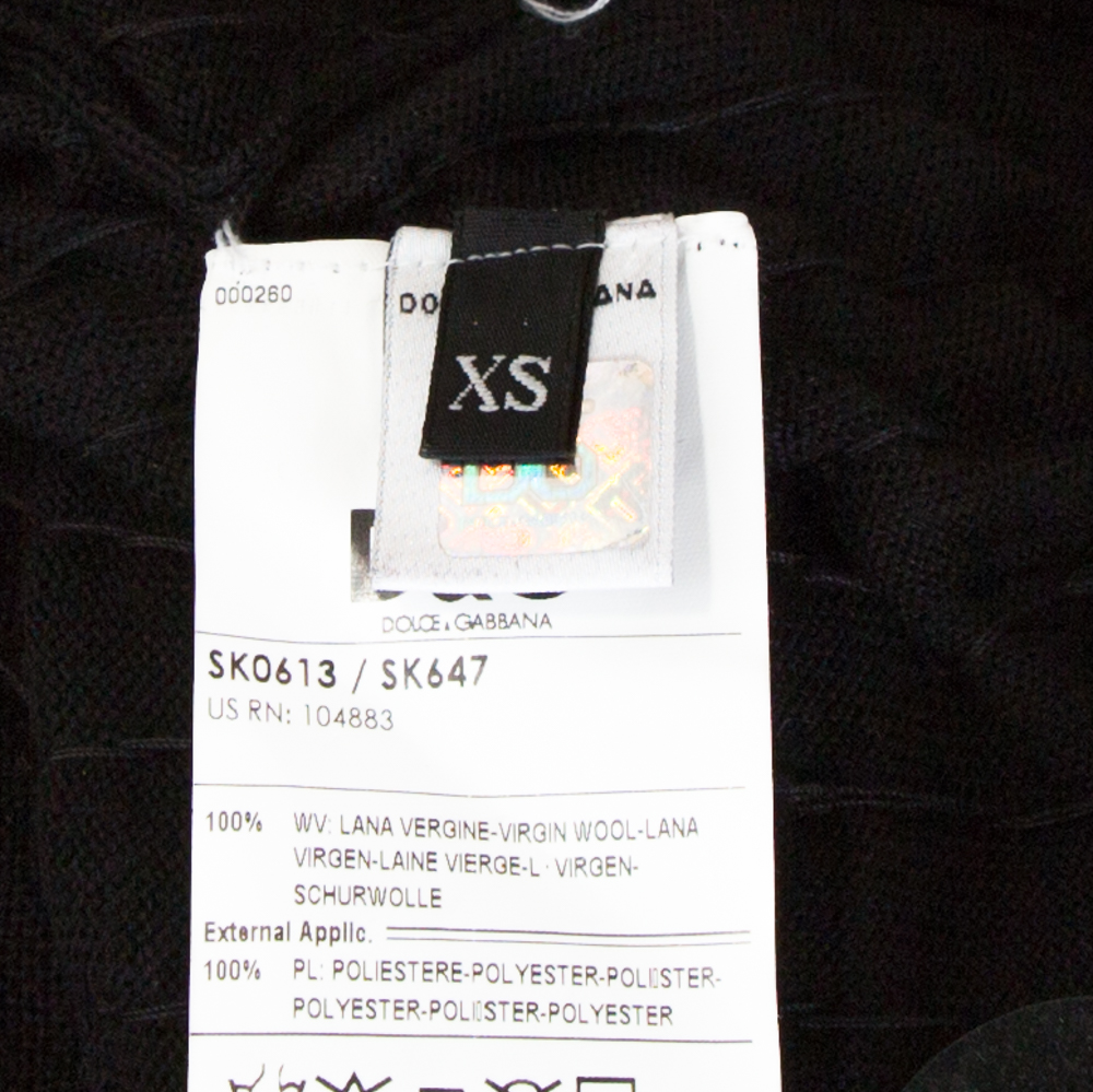 D&G Black Oversized Sequin Embellished Wool Sleeveless Dress XS