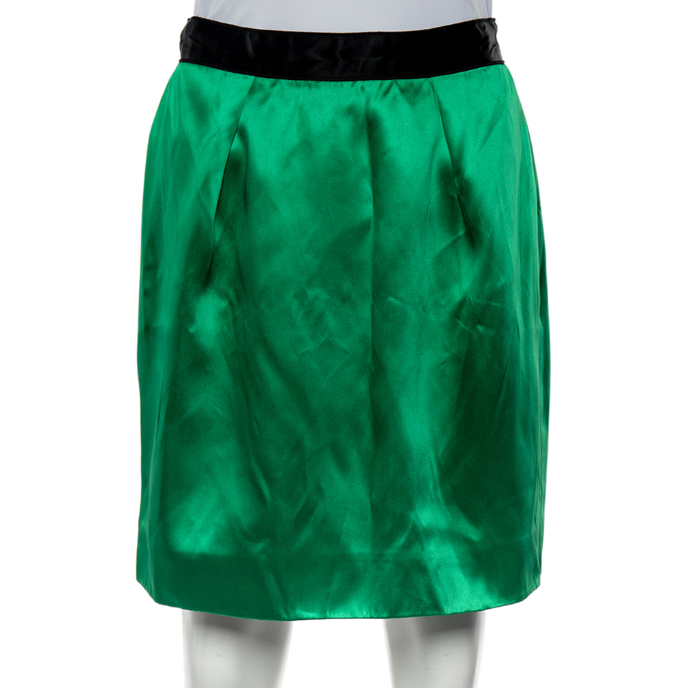 D&g green satin mini skirt m