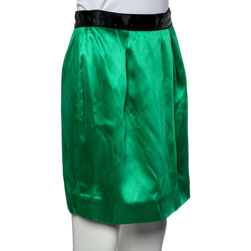 D&G Green Satin Mini Skirt M