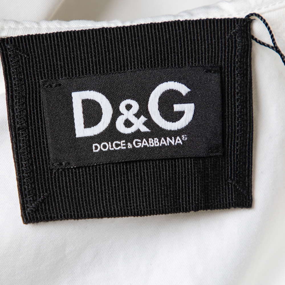 D&G White Cotton Sailor Collared Button Front Cropped Jacket S