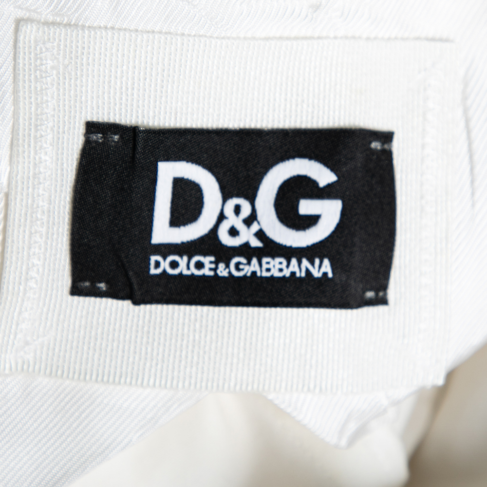 D&G White Cotton Twill Single Breasted Blazer M