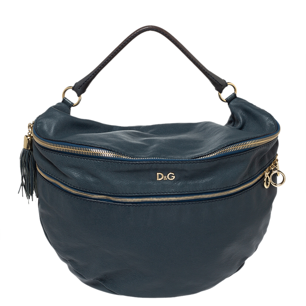 Image of D & G Blue Leather Jeri Top Handle Bag