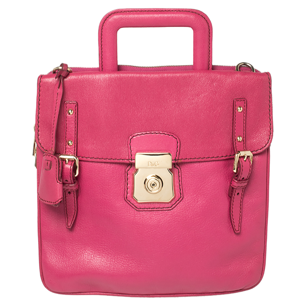 DandG Pink Leather Miss Allyson Shoulder Bag