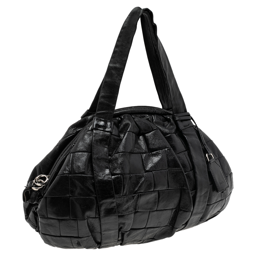 D&G Black Woven Leather Miss Diana Hobo
