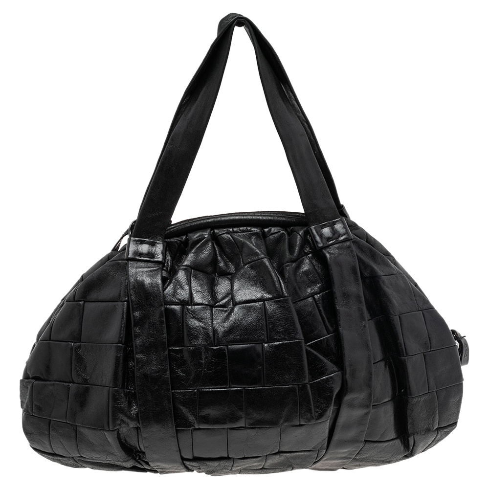 D&G Black Woven Leather Miss Diana Hobo