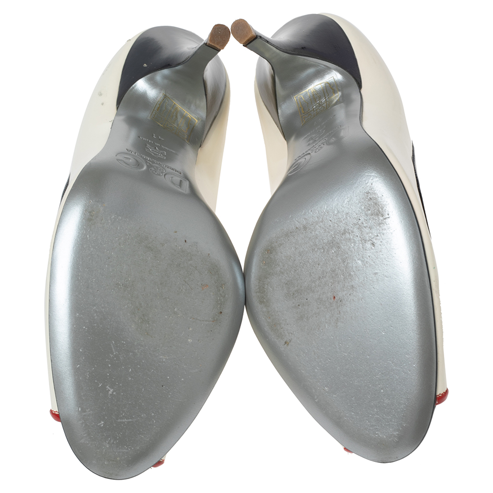 D&G White Patent Leather Peep Toe Pumps Size 41