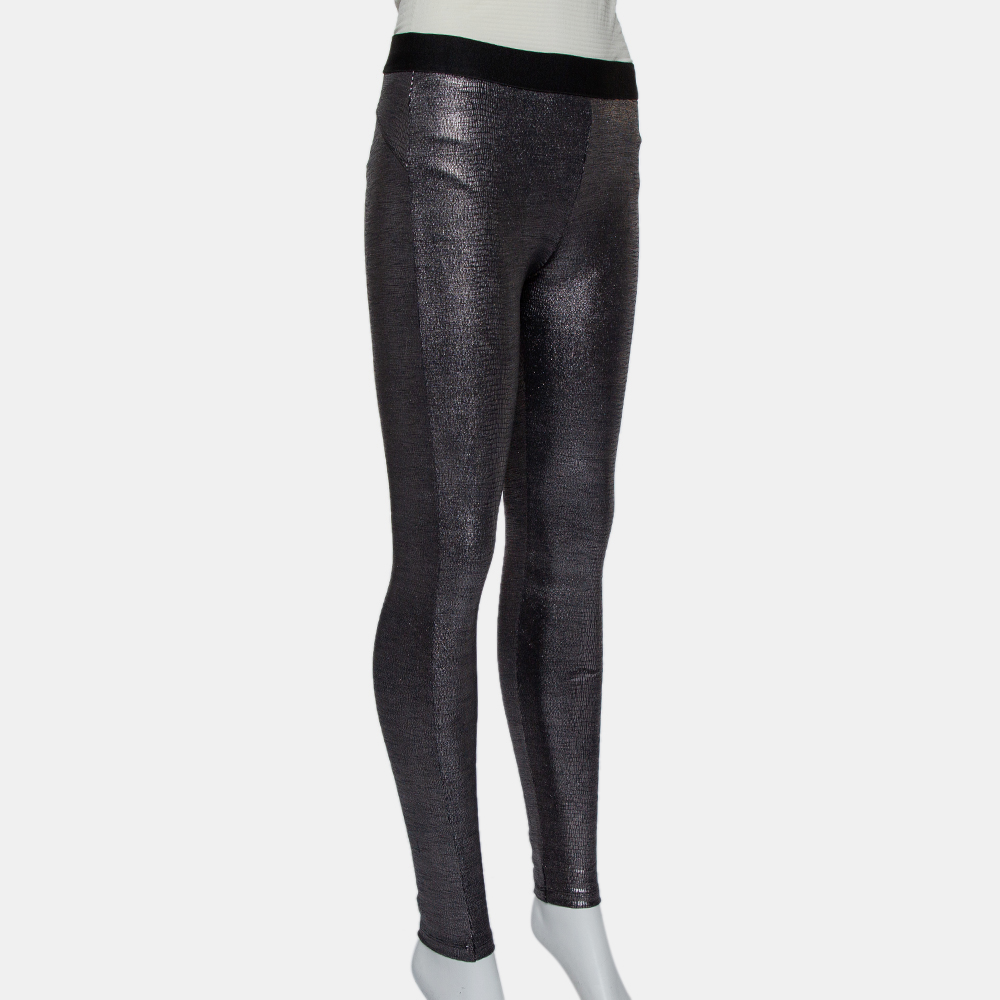 David Lerner Metallic Coated Knit Leggings L