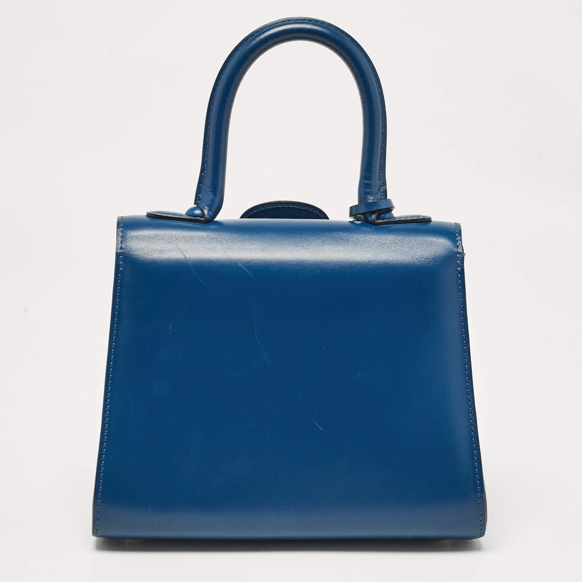 Delvaux Navy Blue Leather Mini Le Brillant Top Handle Bag