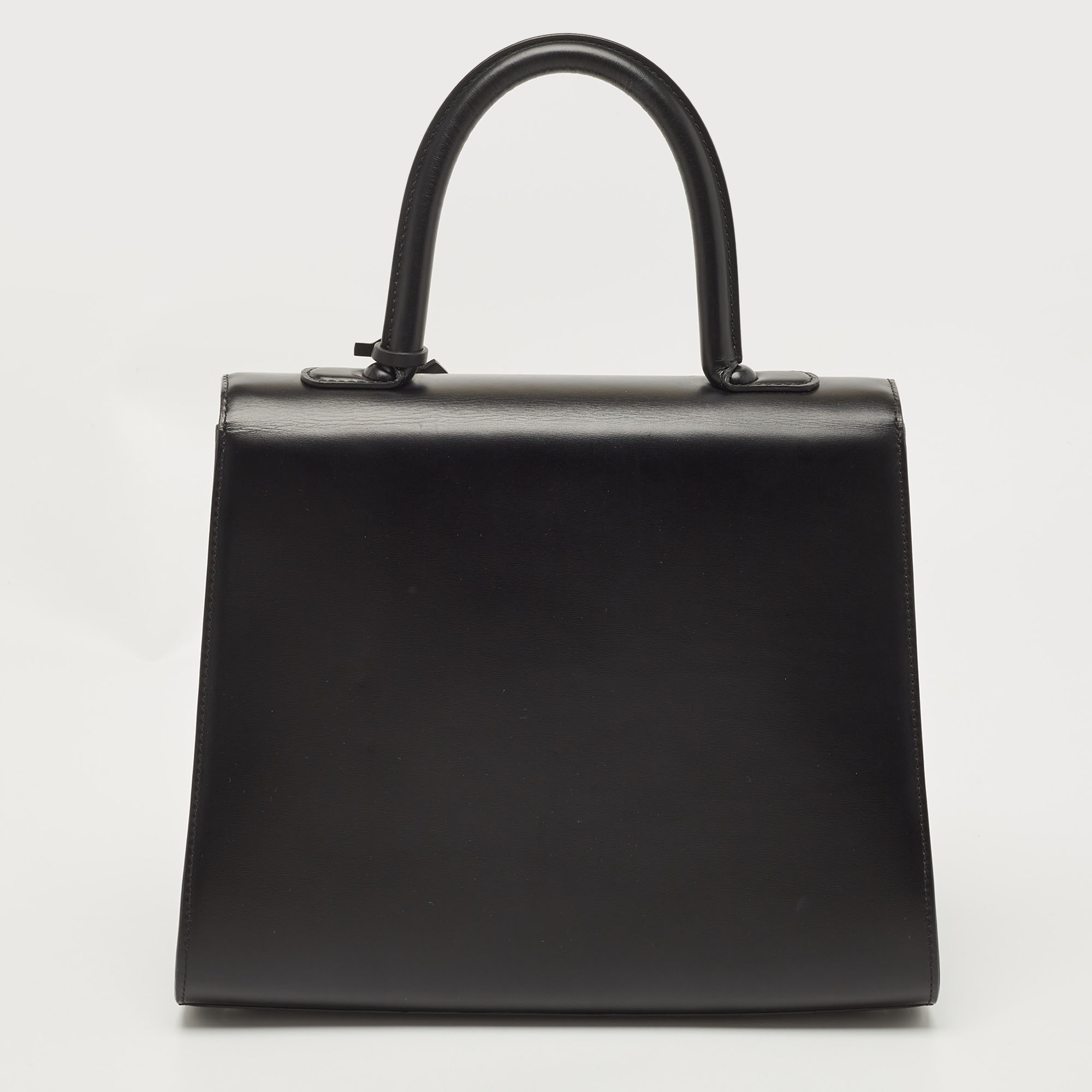 Delvaux Black Leather Brillant MM Top Handle Bag